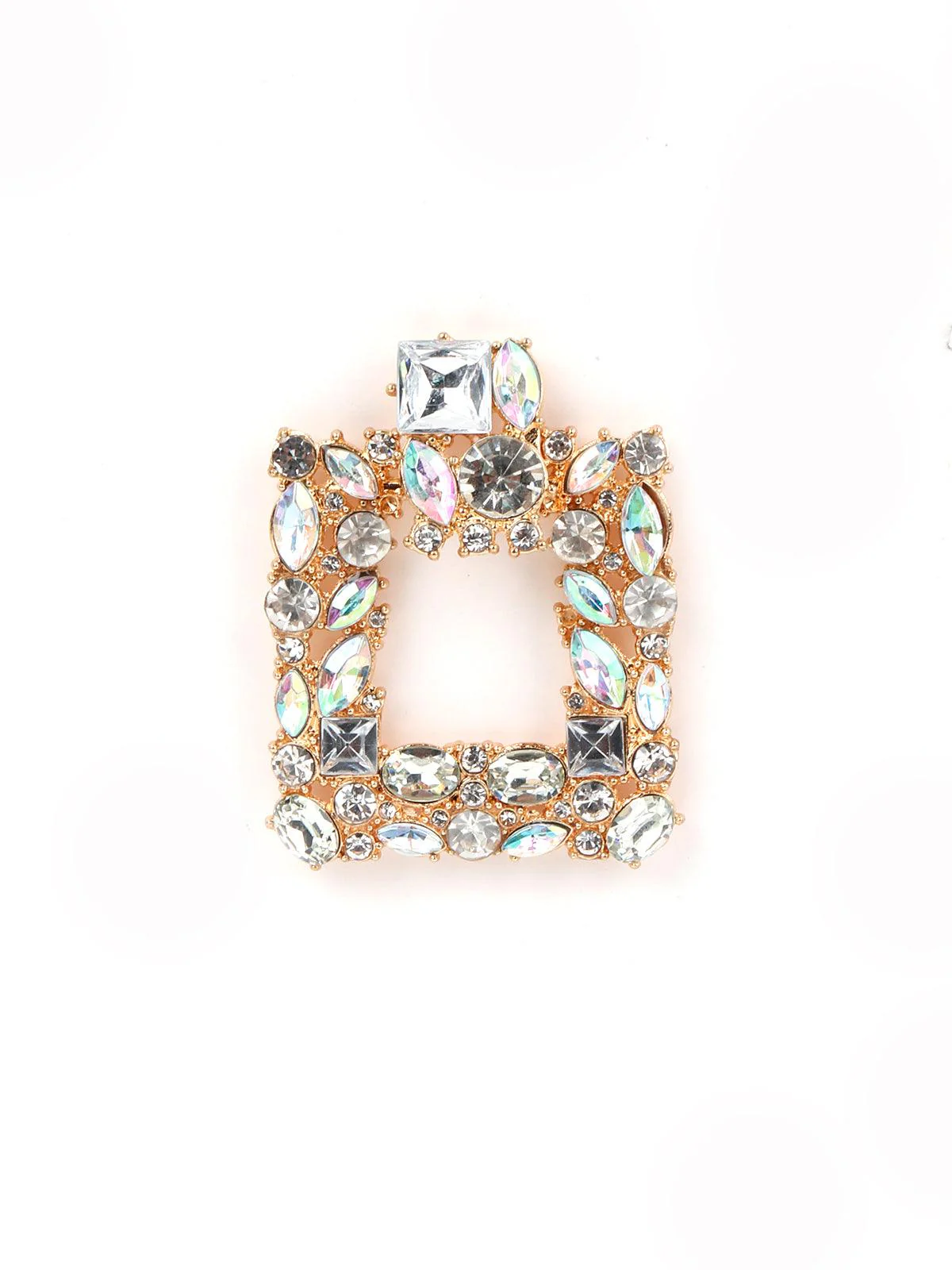 Odette Women Square White Cut Rhinestone Earring - Image 4