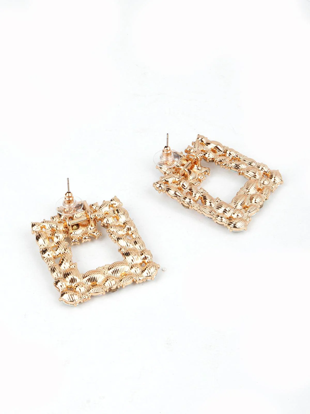Odette Women Square White Cut Rhinestone Earring - Image 6