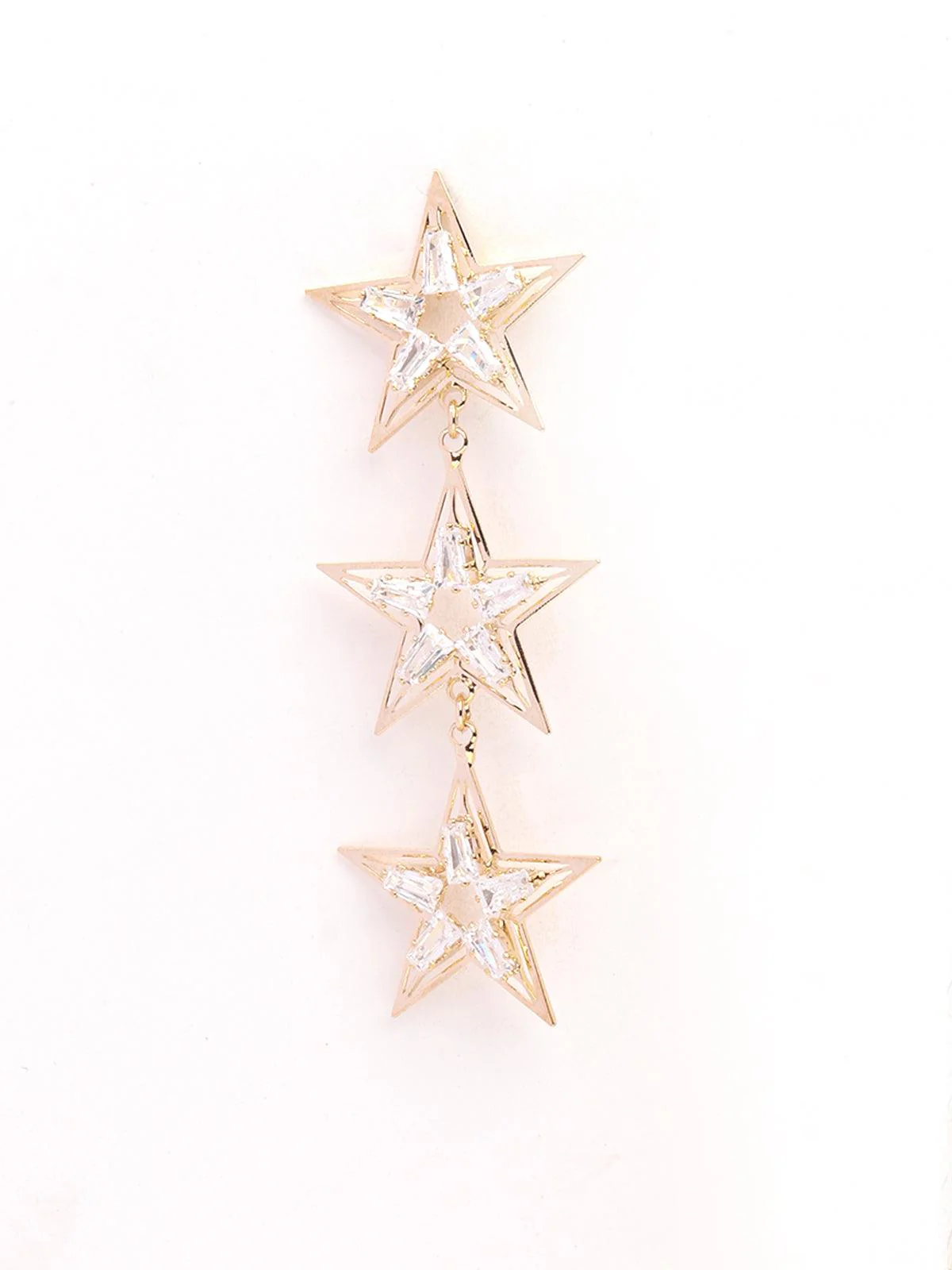 Odette Women Star Shape Gold Tone Dangle Earrings - Image 4