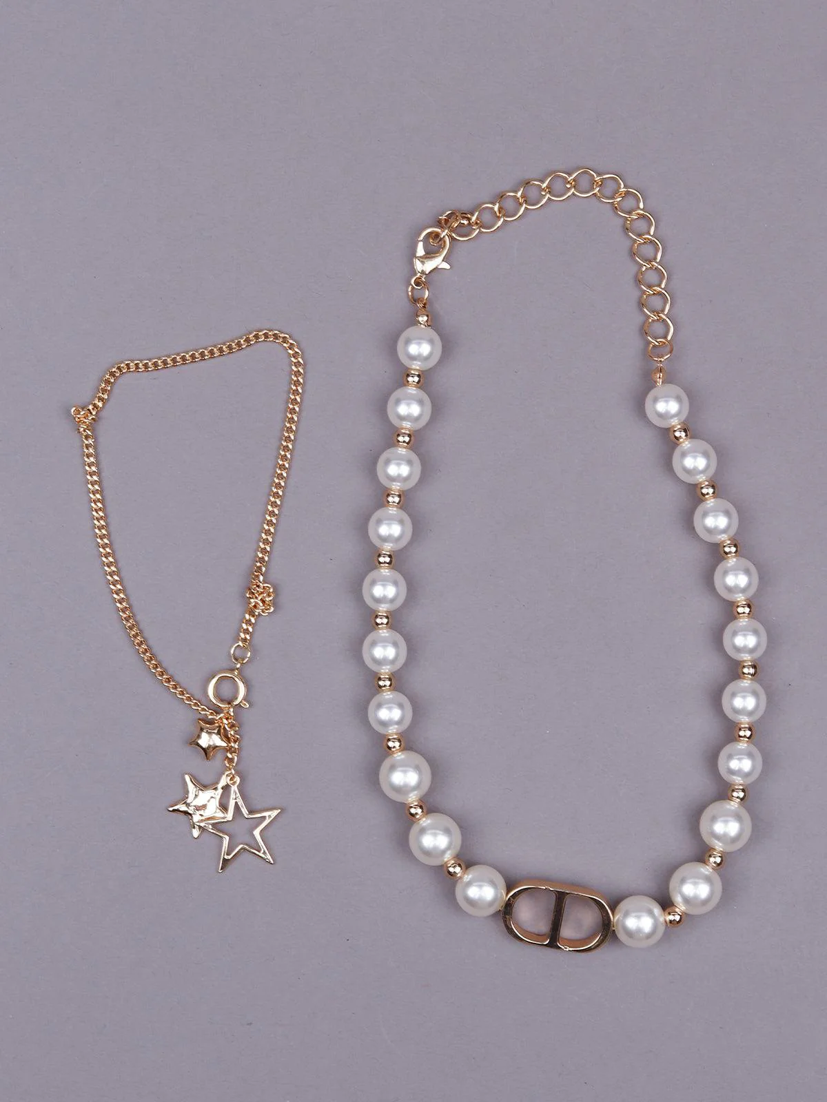 Odette Women Multicolour Metal Two Piece Necklace - Image 3