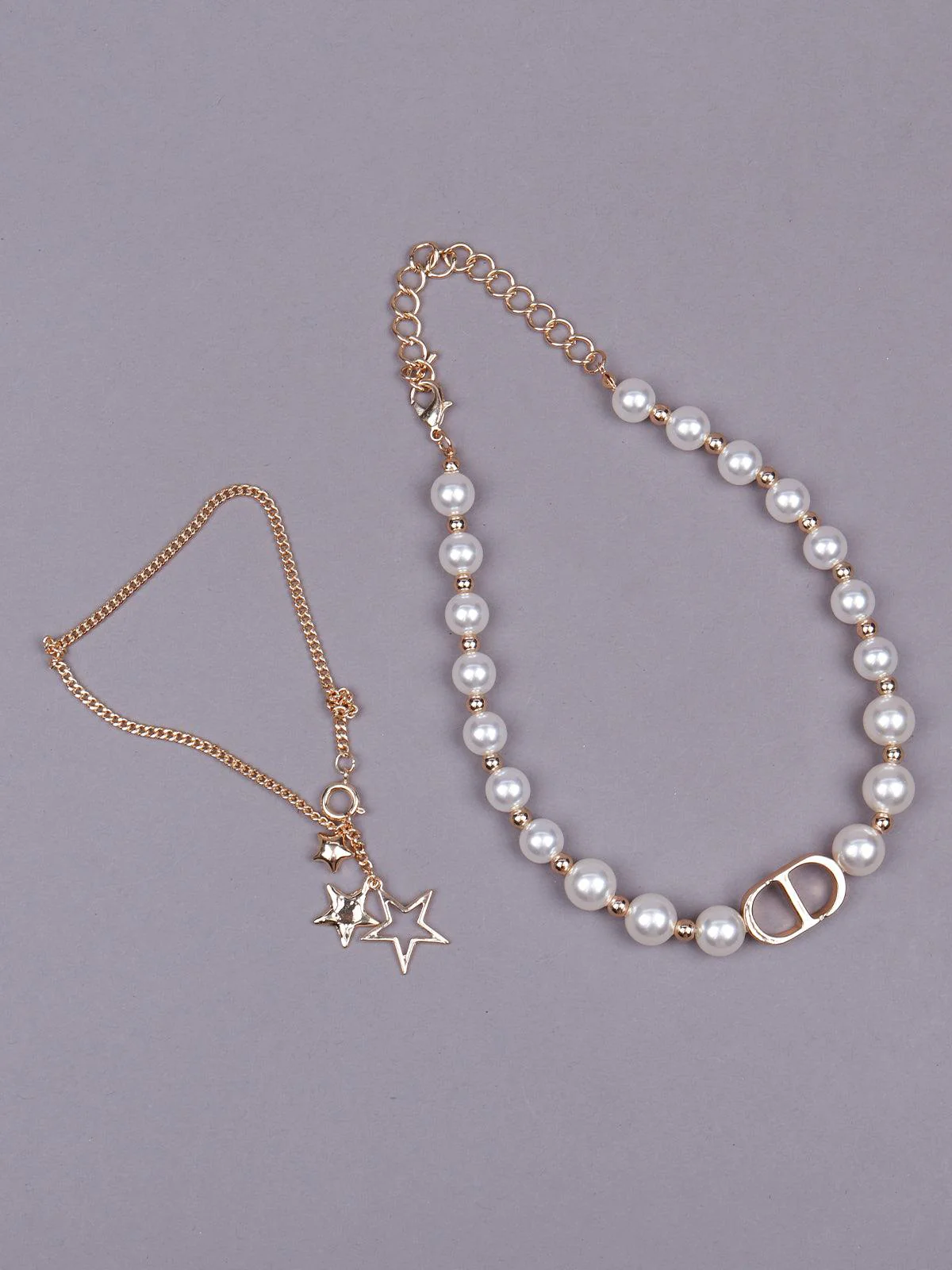 Odette Women Multicolour Metal Two Piece Necklace - Image 4
