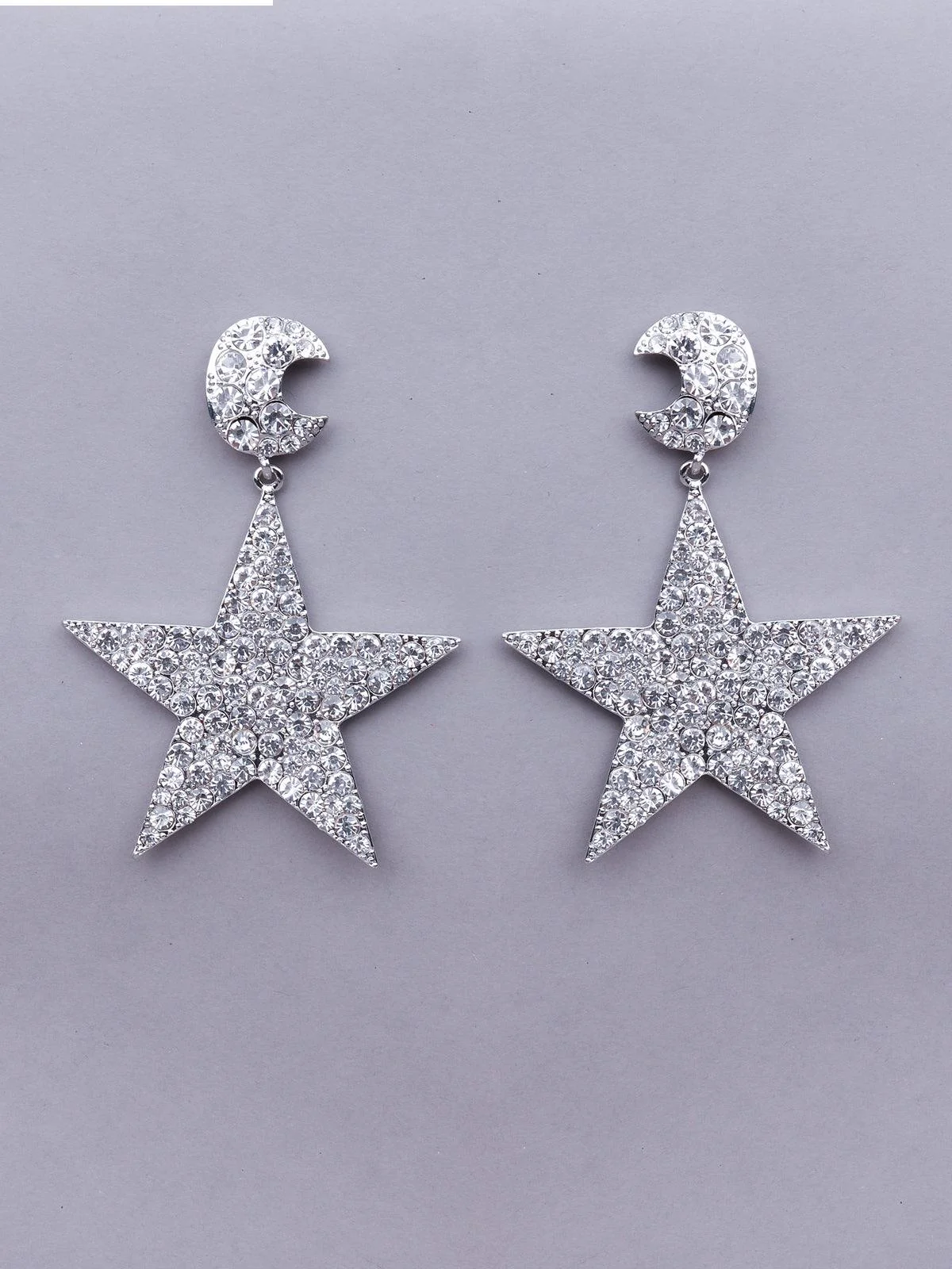 Odette Women Silver Diamante Metal Studded Earrings - Image 3