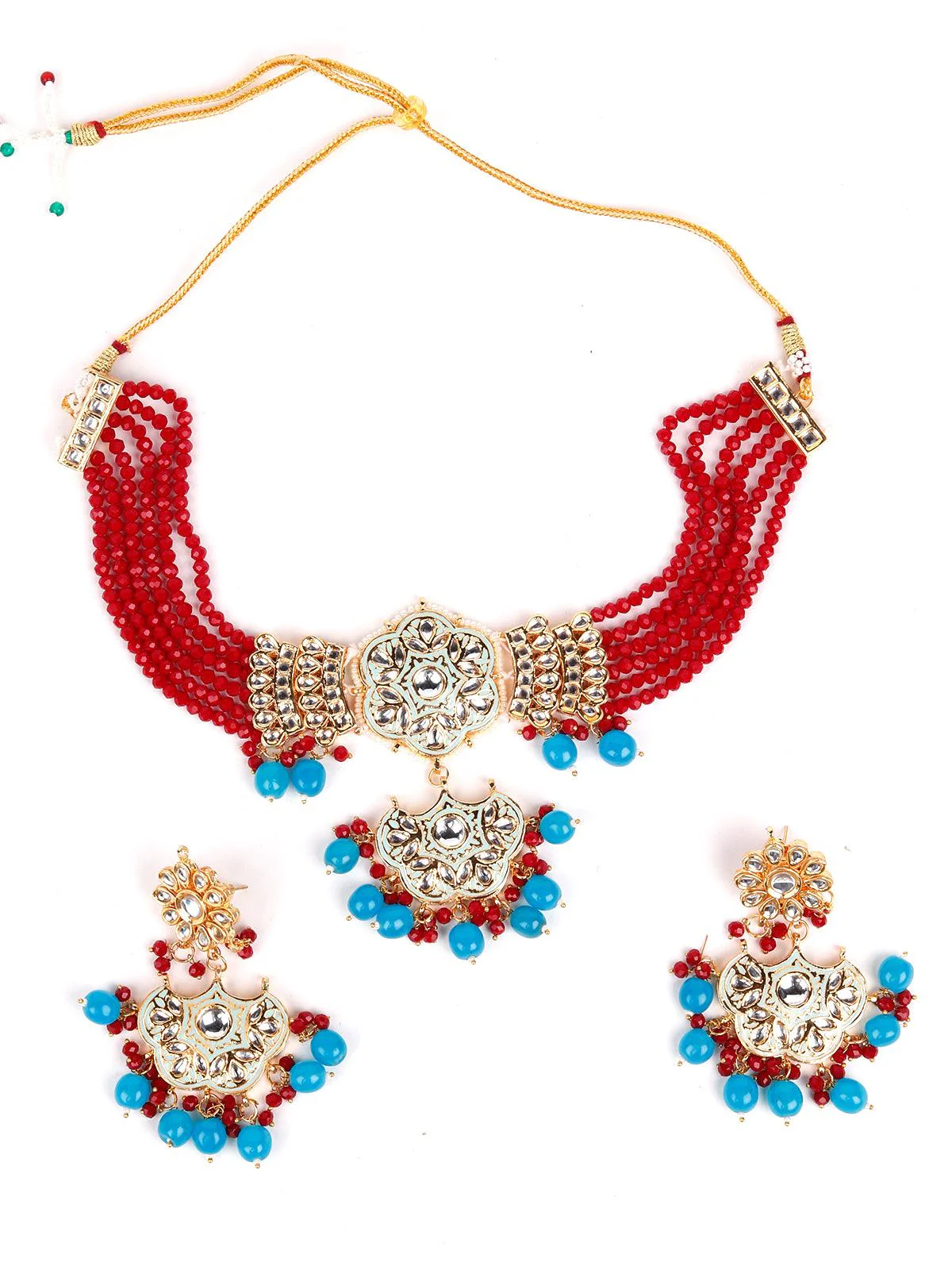 Odette Women Statement Maroon Beads Choker Set - Image 3