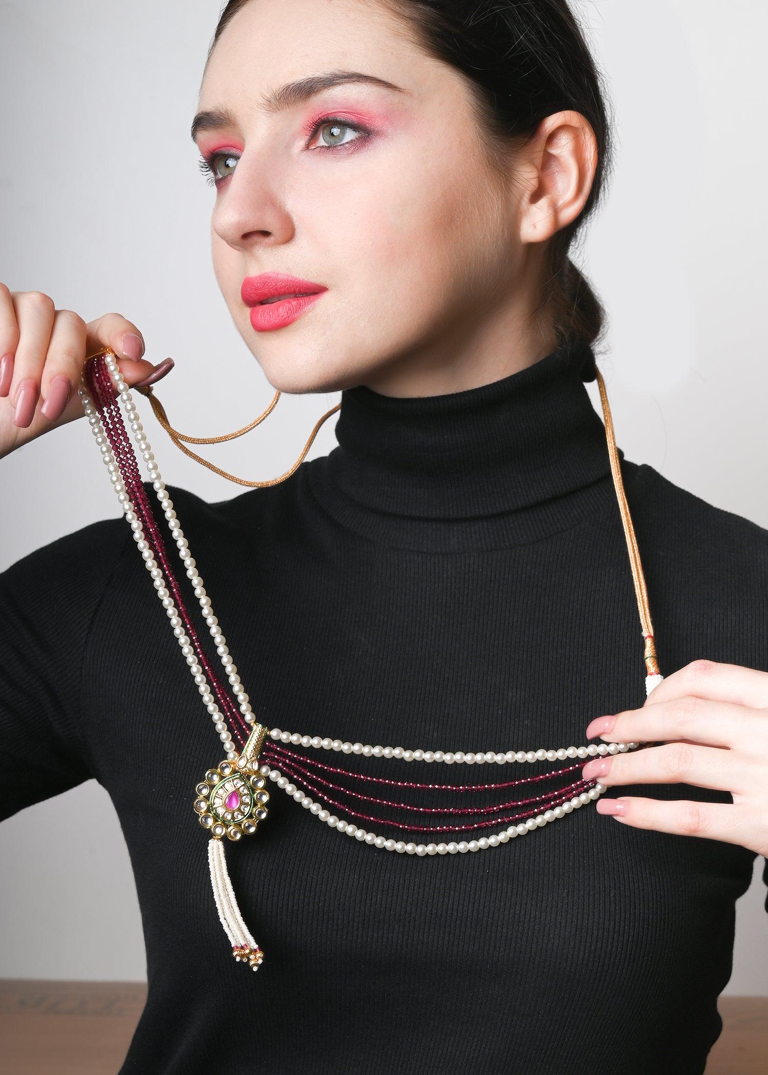 Odette Women Statement Multicolor Pearls Choker Set