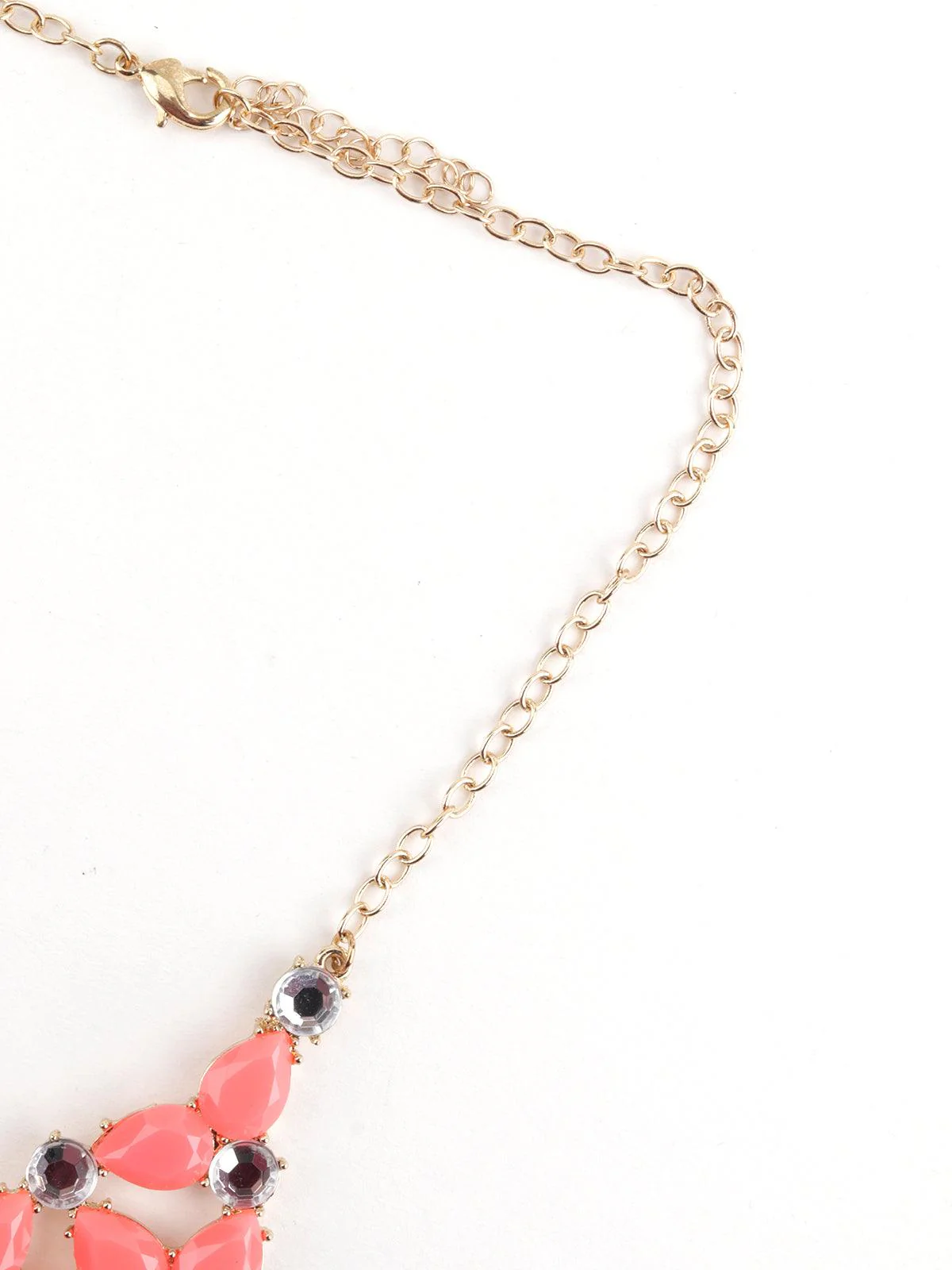 Odette Women Strawberry Pink-Peach Studded Necklace - Image 5