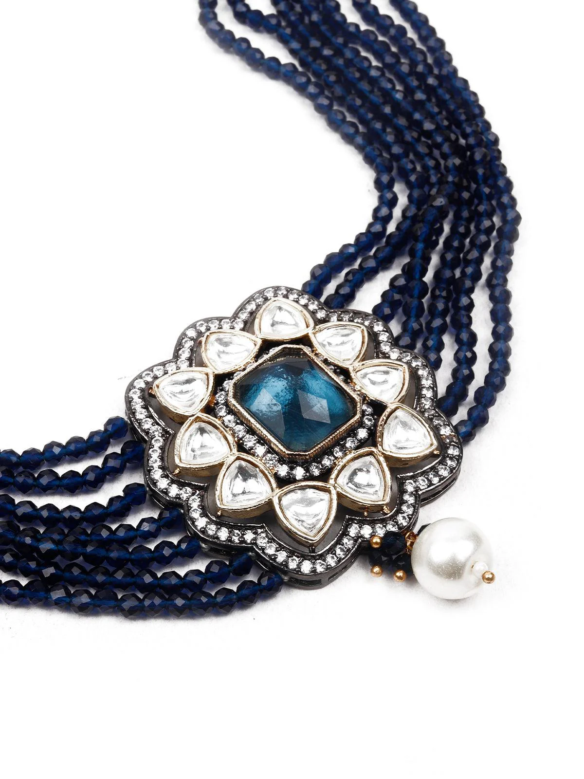 Odette Women Striking Navy Blue Choker - Image 5