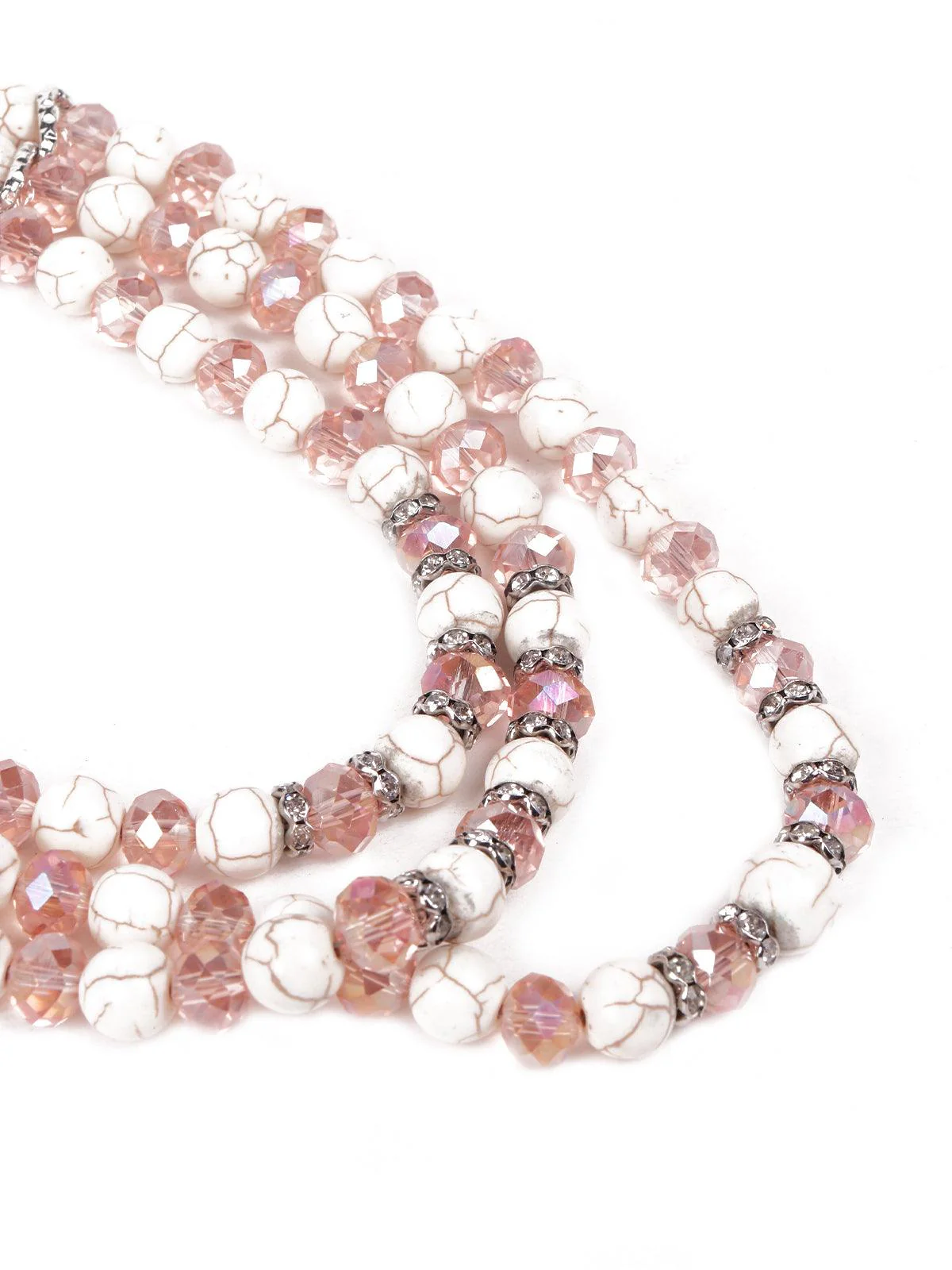 Odette Women Peach Layered Metal Necklace - Image 5