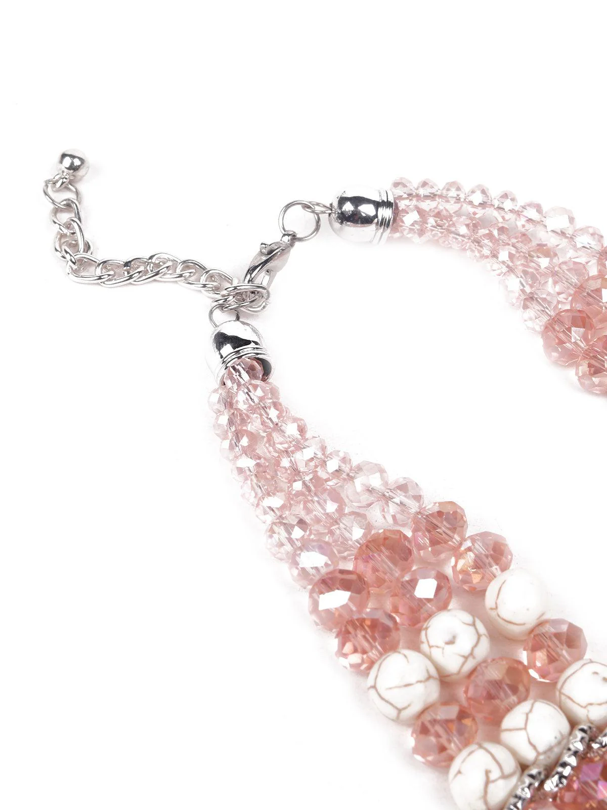 Odette Women Peach Layered Metal Necklace - Image 6