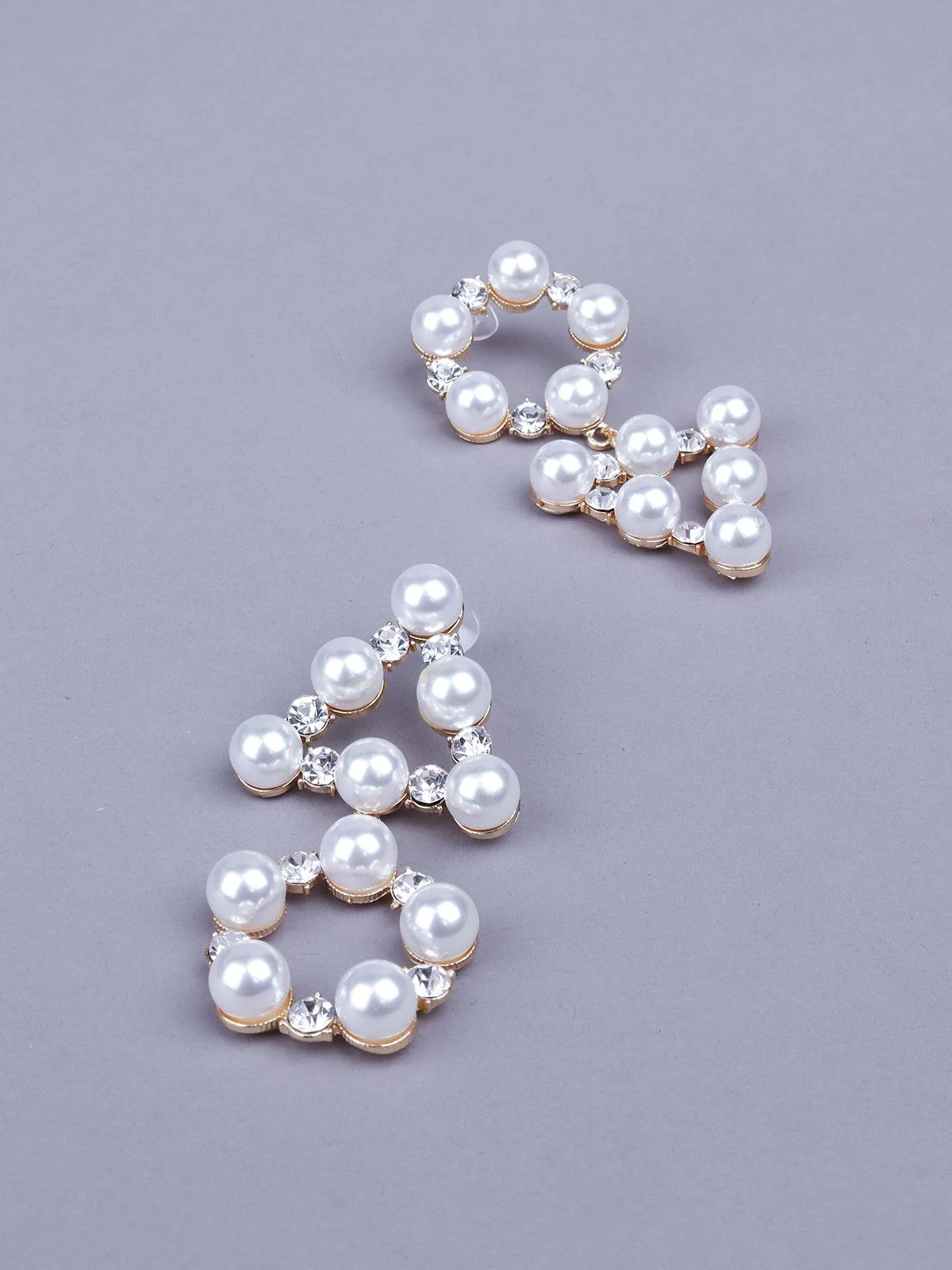 Odette Women White Stunning Pearlmetal Statement Earrings - Image 5