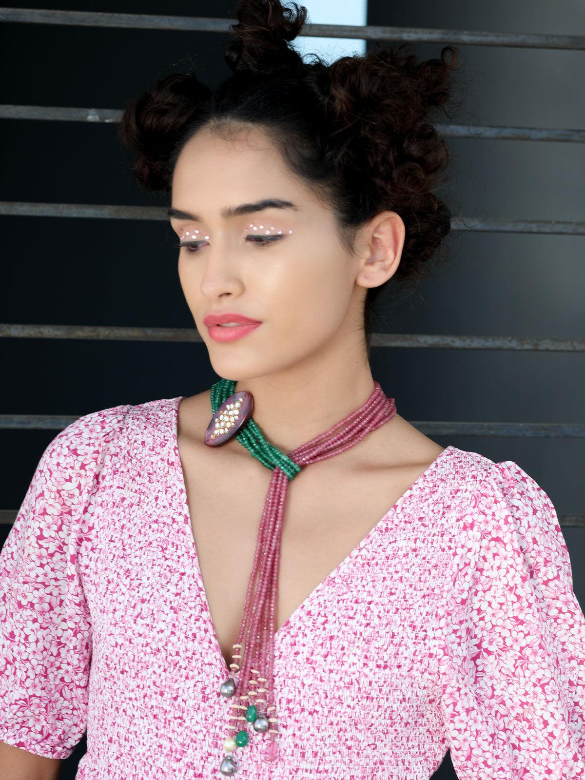 Odette Women Stunning Beaded Statement Multicoloured Necklace - Image 2
