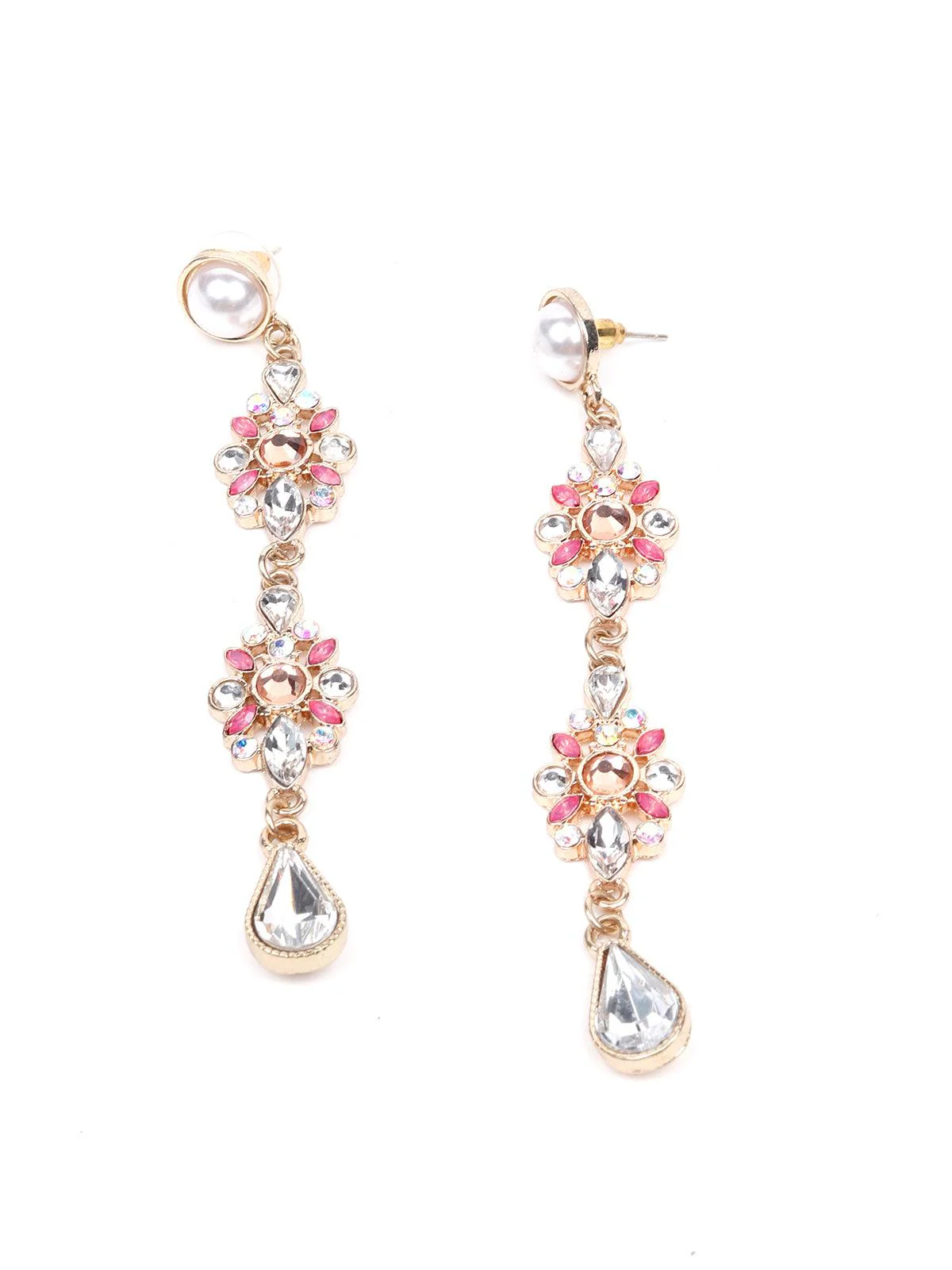 Odette Women Pink Metal Earrings - Image 4