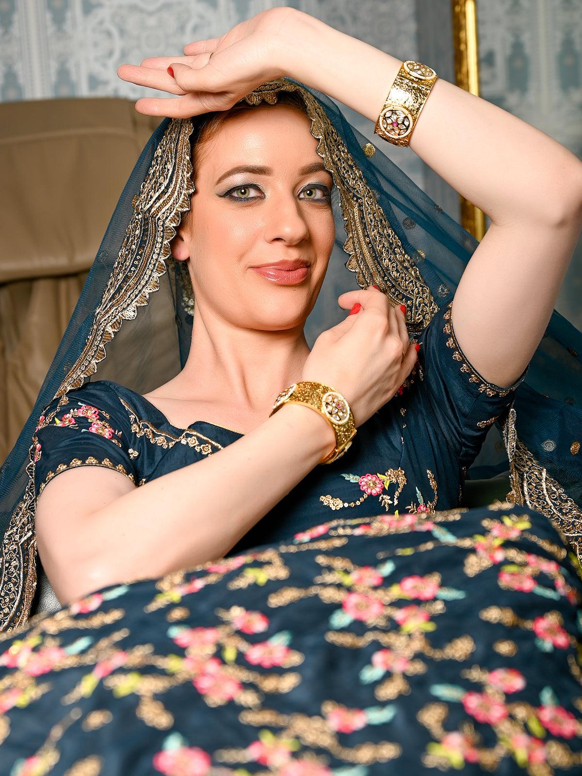 Odette Women Stunning Gold Ethnic Bangle
