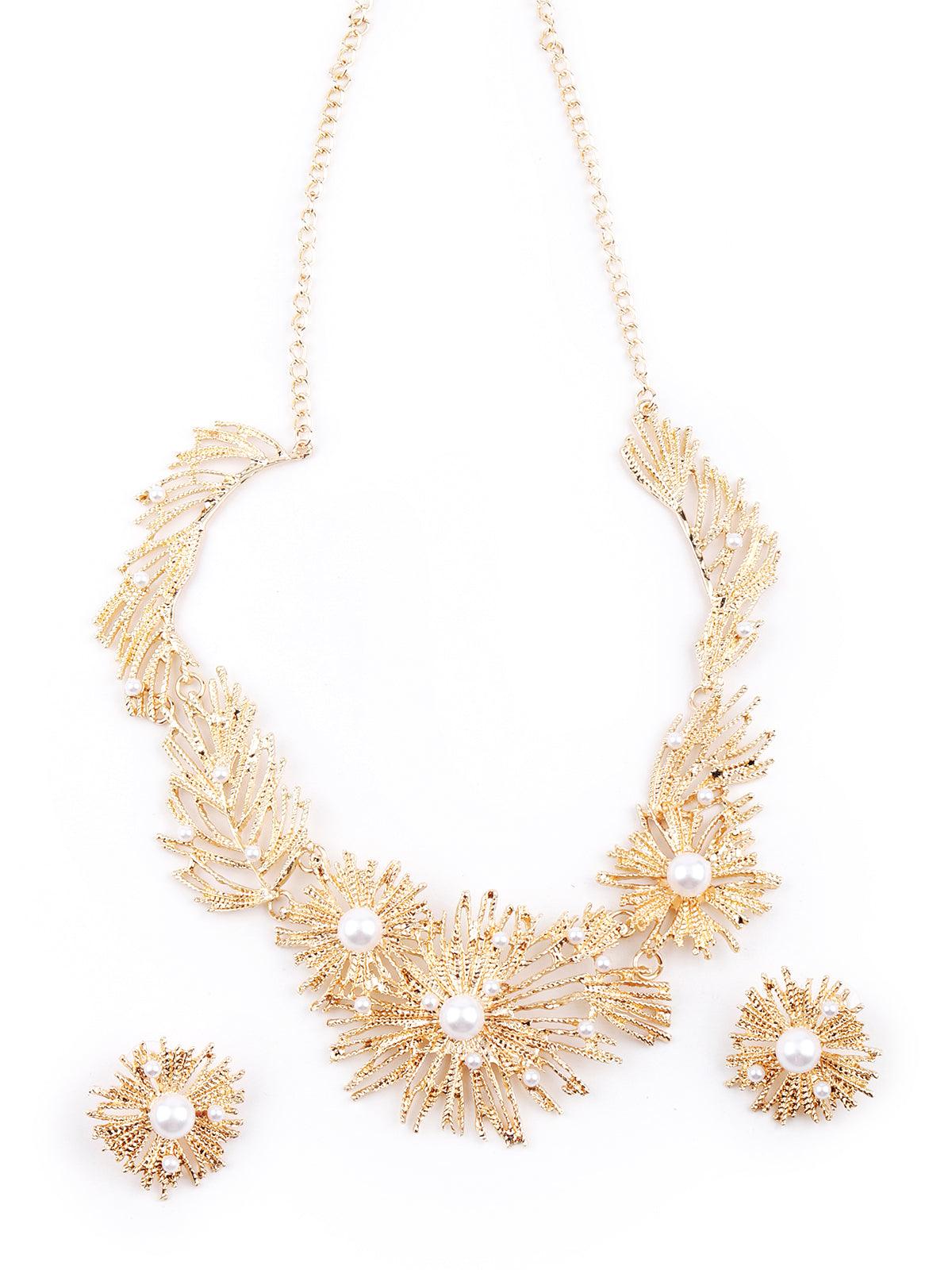 Odette Stunning Gold Tone Sparkly Necklace Set For Women - Image 3