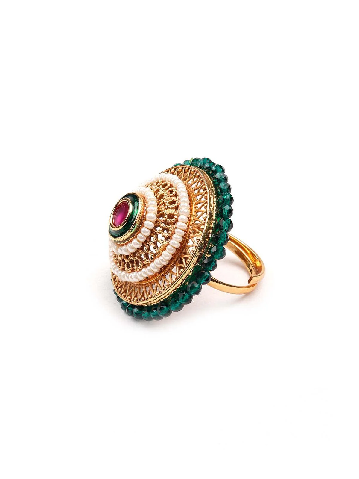 Odette Women Stunning Green Embellished Ring - Image 4