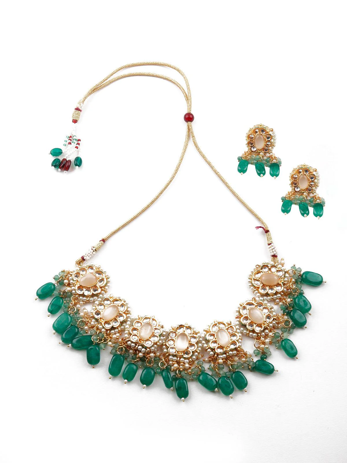 Odette Women Stunning Green Kundan Necklace - Image 3