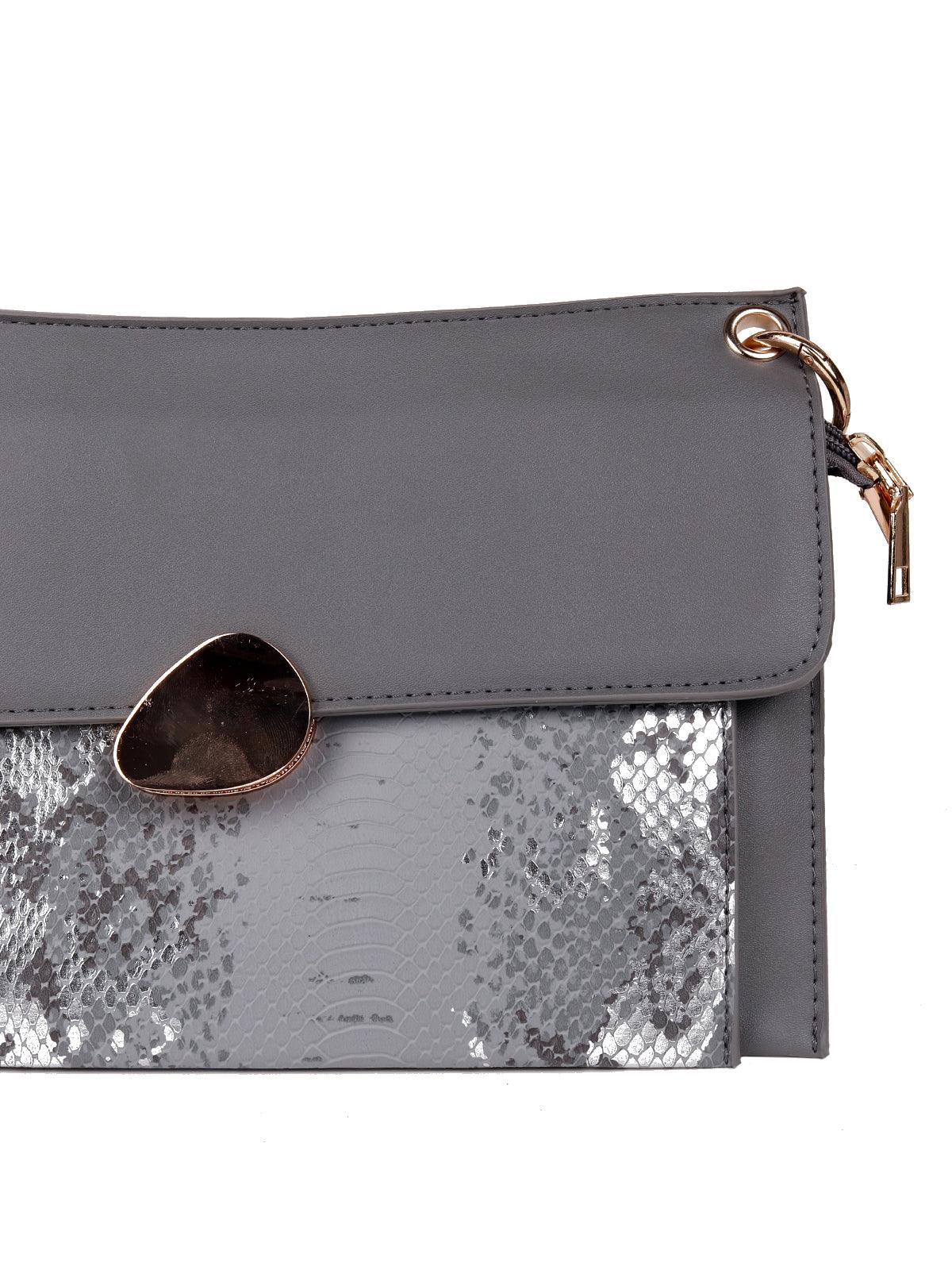 Odette Women Grey Metal Sling Bag - Image 4