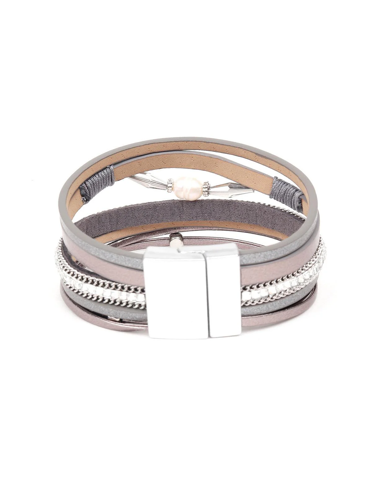 Odette Women Grey Metal Bracelet In Grey Colour - Image 5
