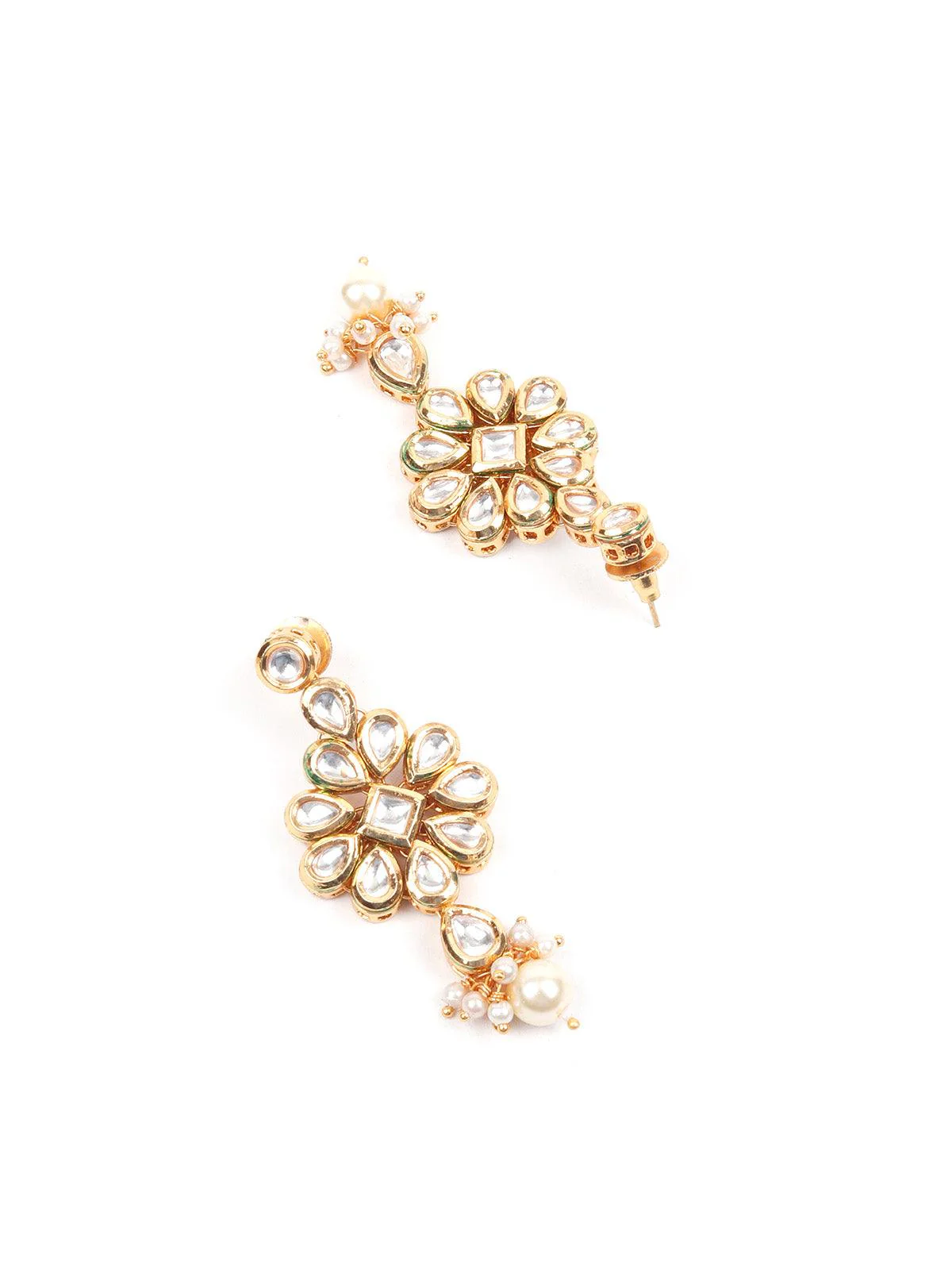 Odette Stunning Long Gold Kundan Studded Necklace Set For Women - Image 5