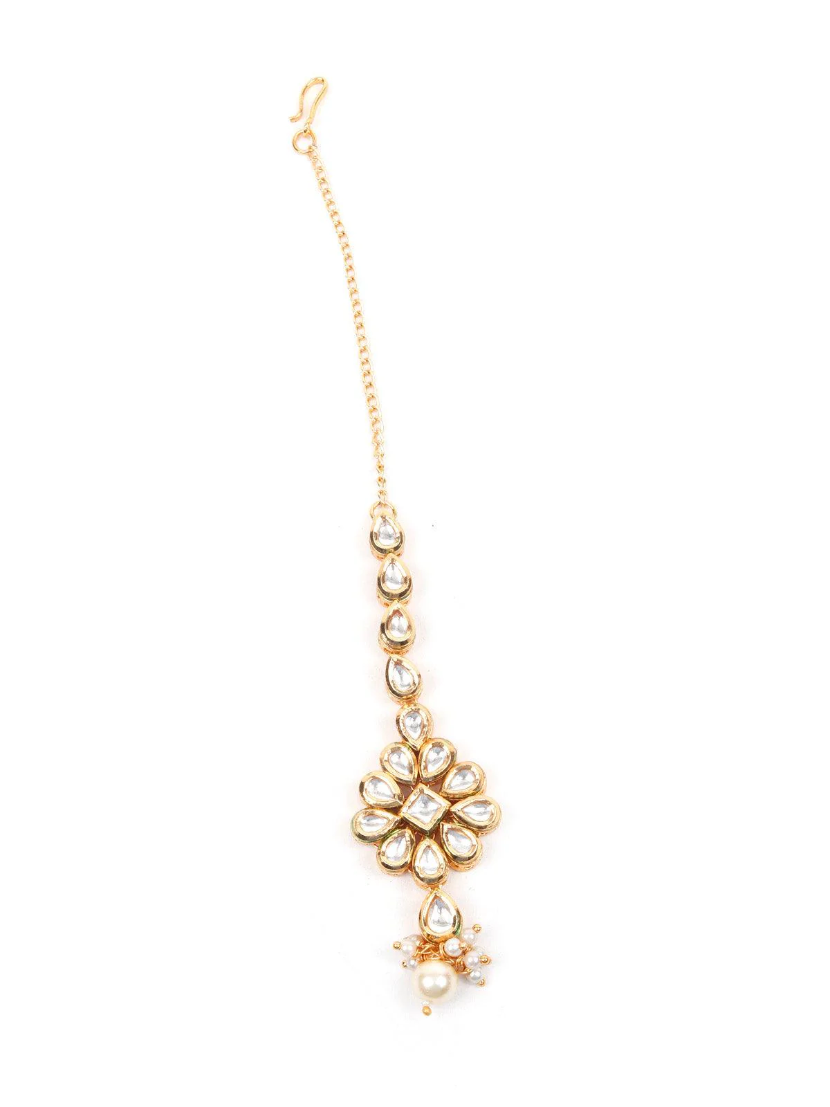 Odette Stunning Long Gold Kundan Studded Necklace Set For Women - Image 6