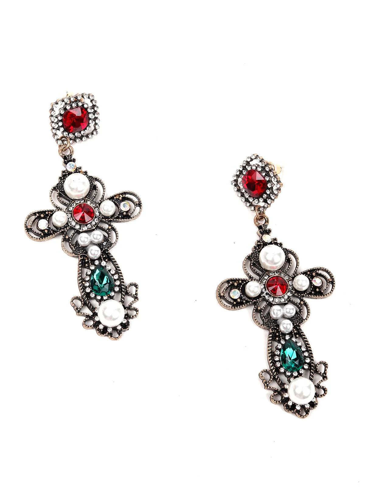 Odette Women Silver Metal Drop Earrings - Image 4