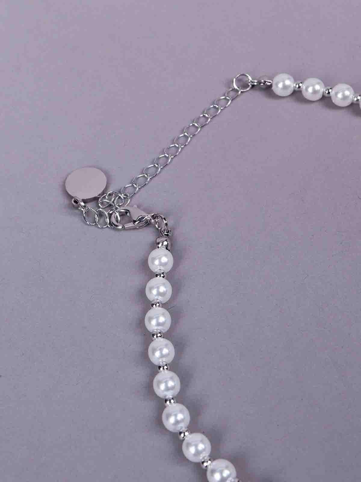 Odette Women Pink Pearl Necklace With A Brand Logo - Image 6