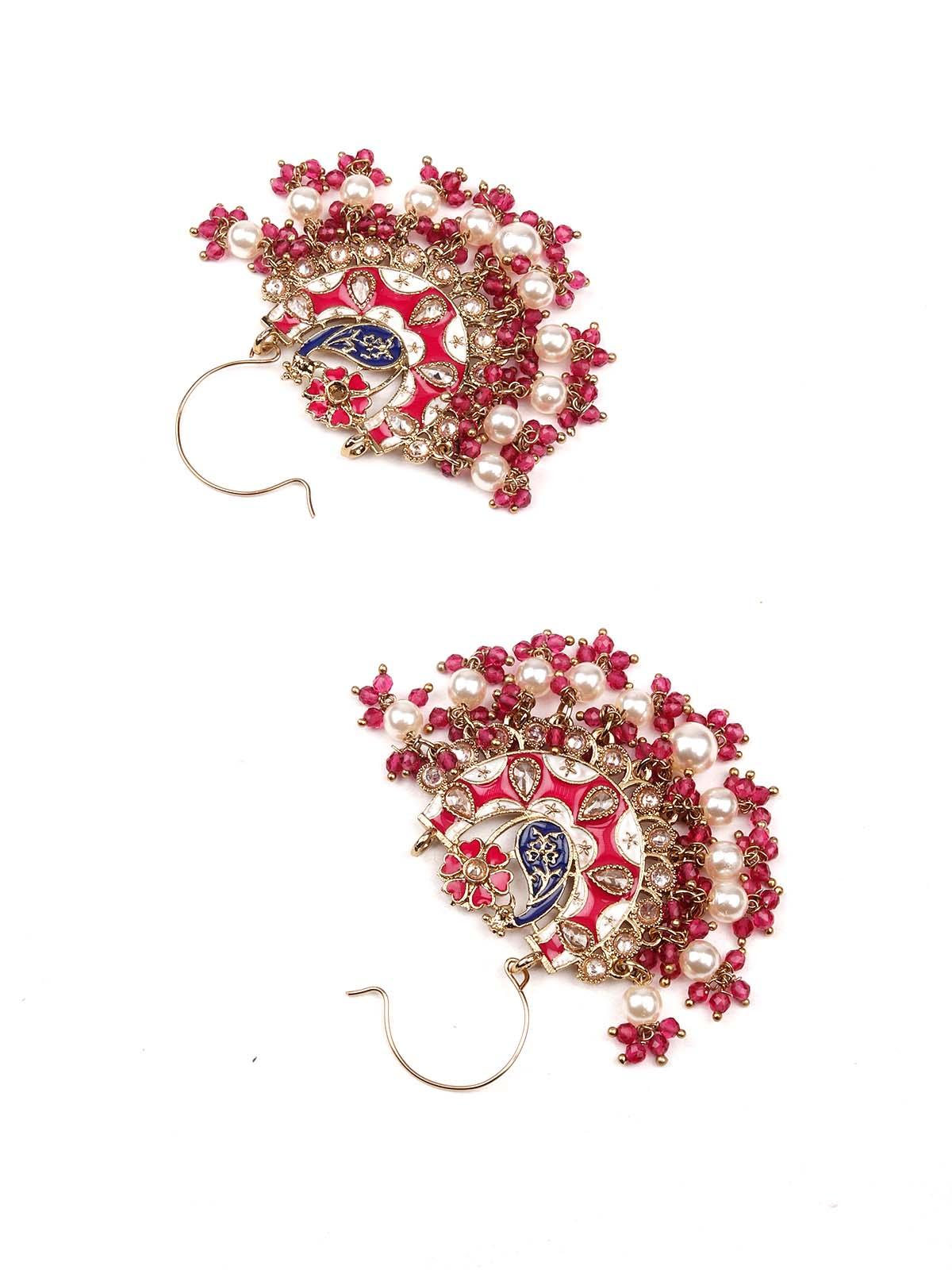 Odette Women Stunning Red Beaded Statement Drop Earrings - Image 6