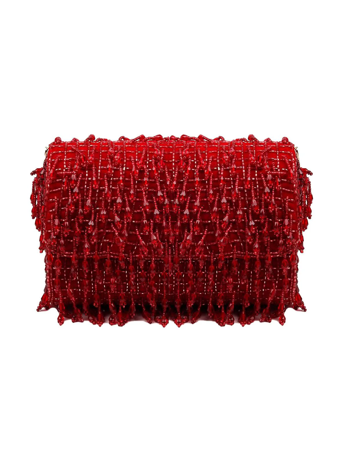 Odette Women Stunning Red Embellished Sling Bag - Image 3