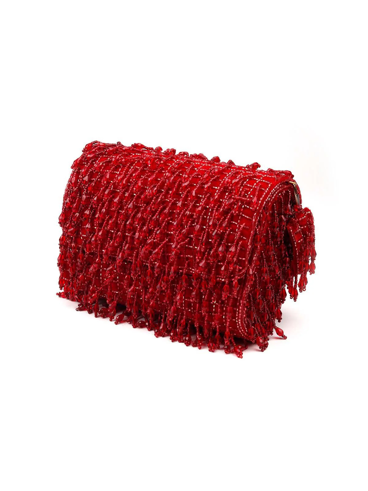 Odette Women Stunning Red Embellished Sling Bag - Image 4