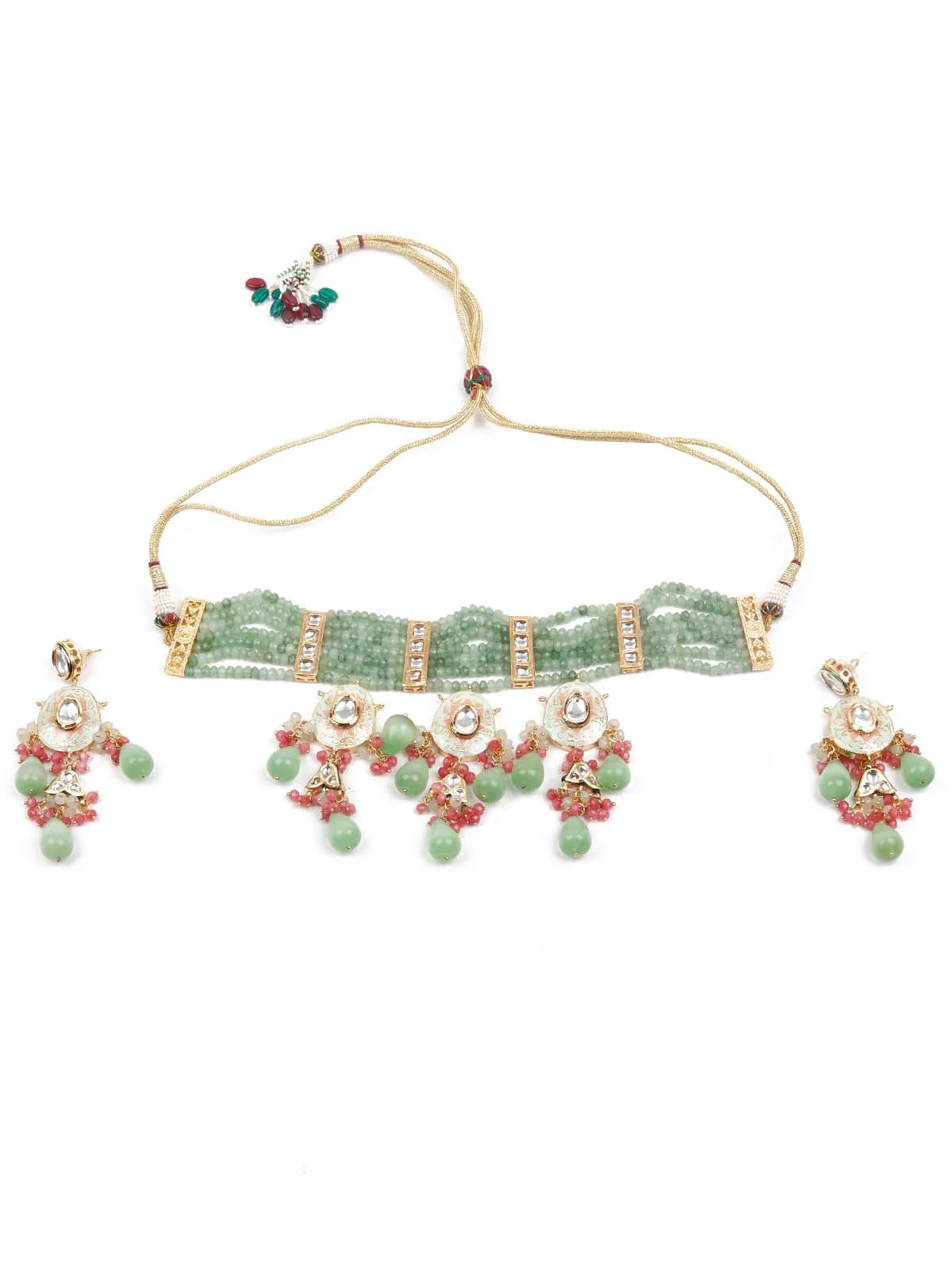 Odette Women Stunning Sea Green Choker Set - Image 3