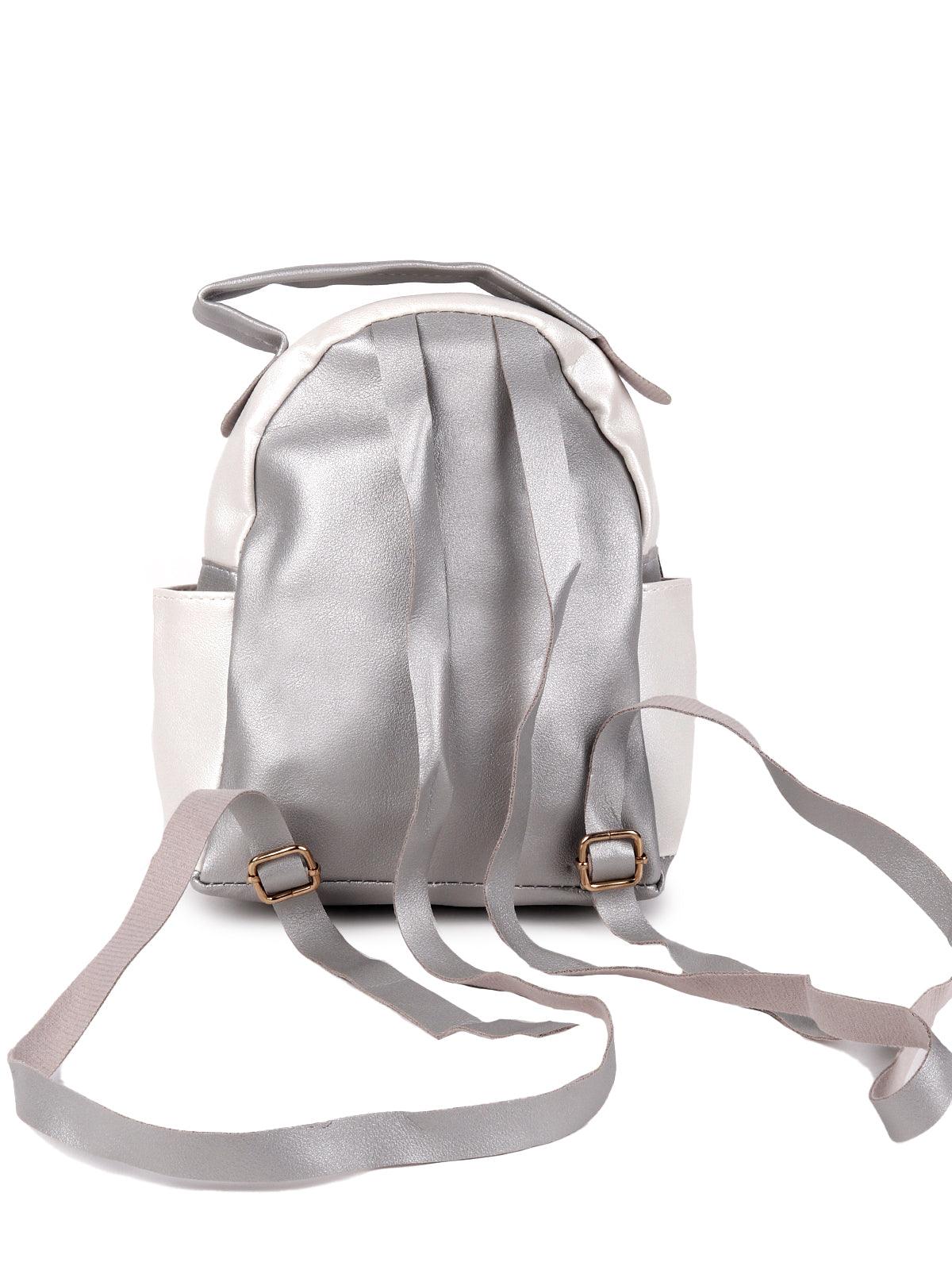 Odette Women Stunning Silver And White Bagpack - Image 5