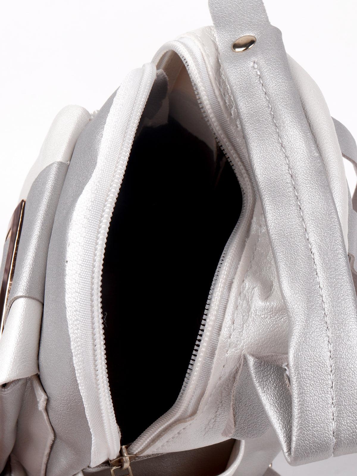Odette Women Stunning Silver And White Bagpack - Image 6