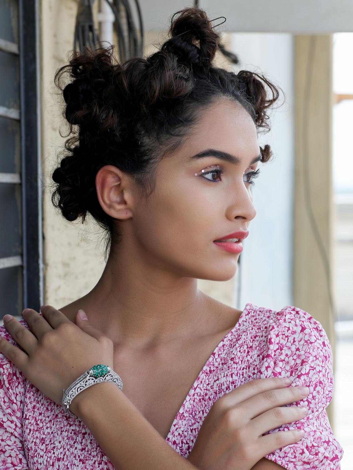 Odette Women Stunning Silver Studded Bracelet - Image 2