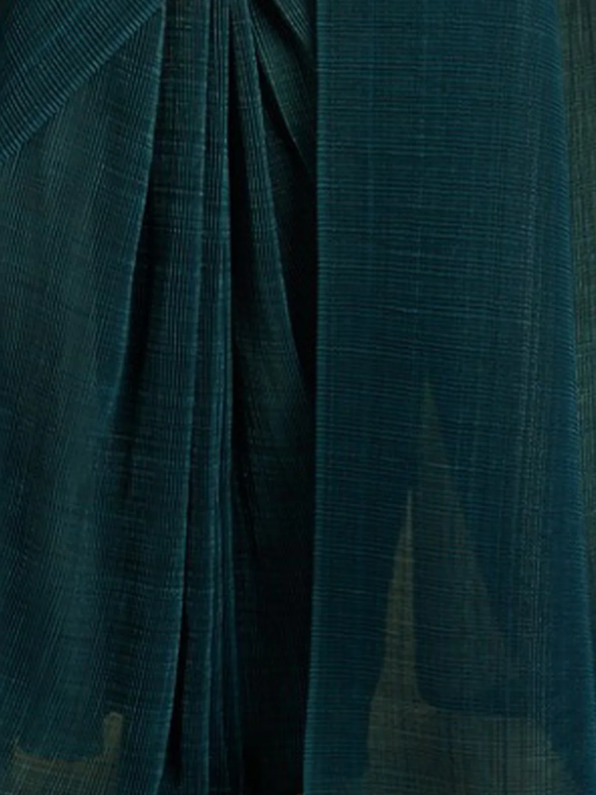 Odette Women Stunning Dark Green Chiffon Georgette Sare With Stitched Blouse - Image 3