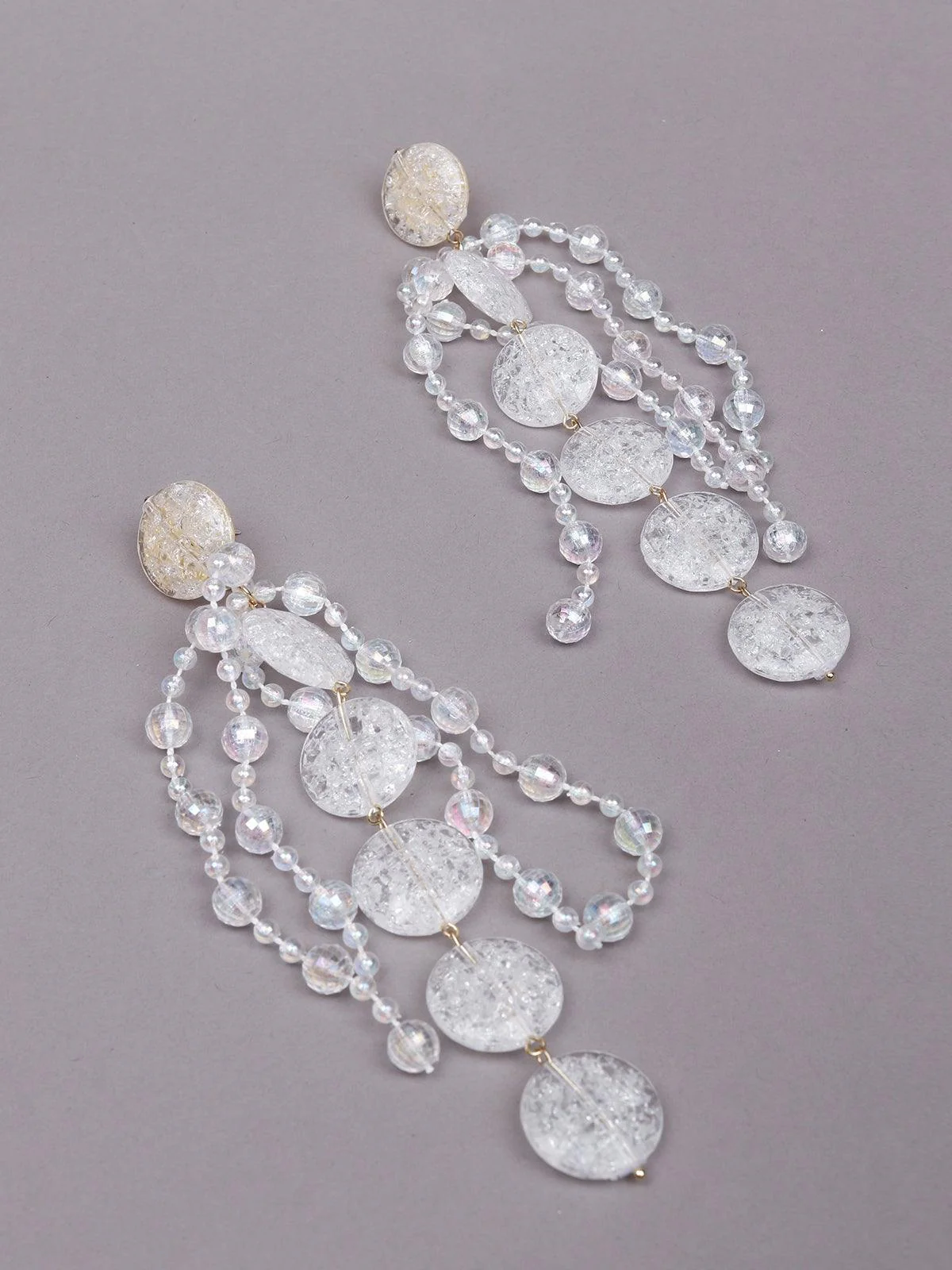 Odette Women White Metal Drop Earrings - Image 5