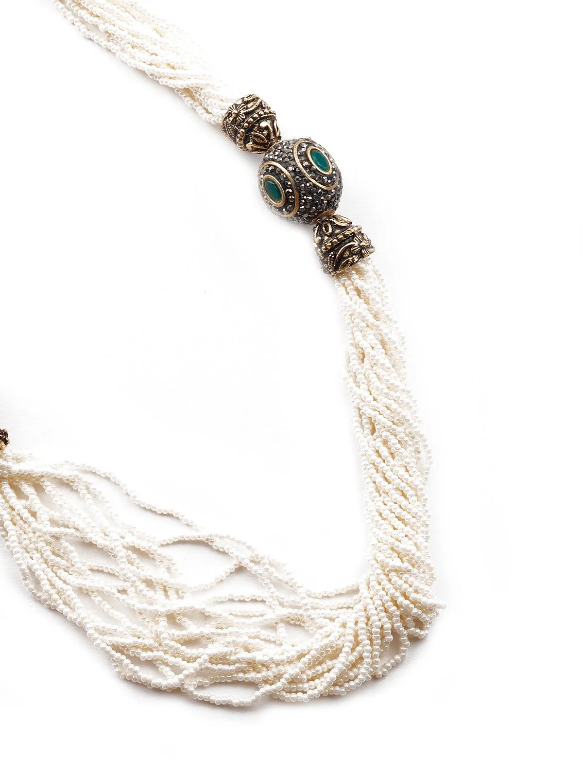 Odette Women Stunning White Beaded Statement Necklace Set - Image 5