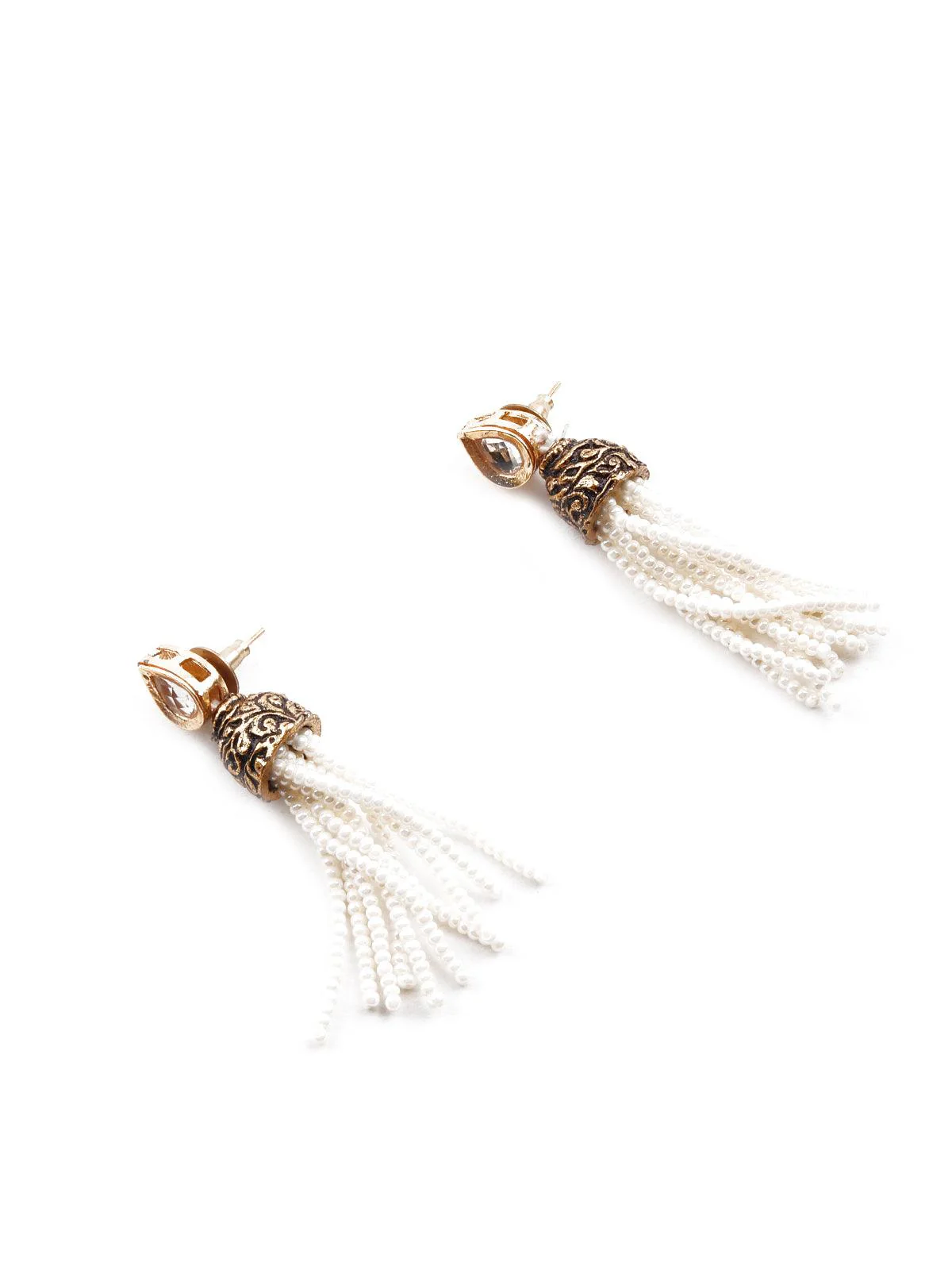 Odette Women Stunning White Beaded Statement Necklace Set - Image 7