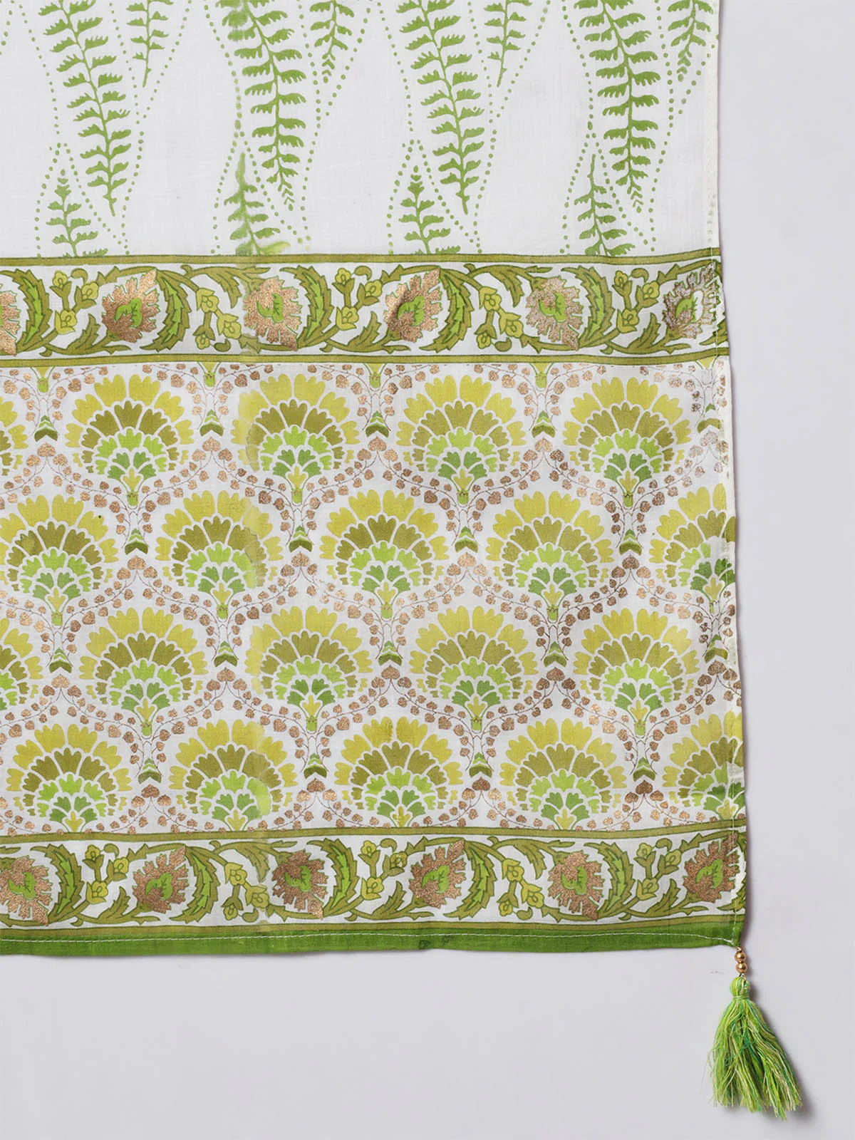 Odette Women Stylish Lime Green Cotton Printed Stitched Kurta Set - Image 8
