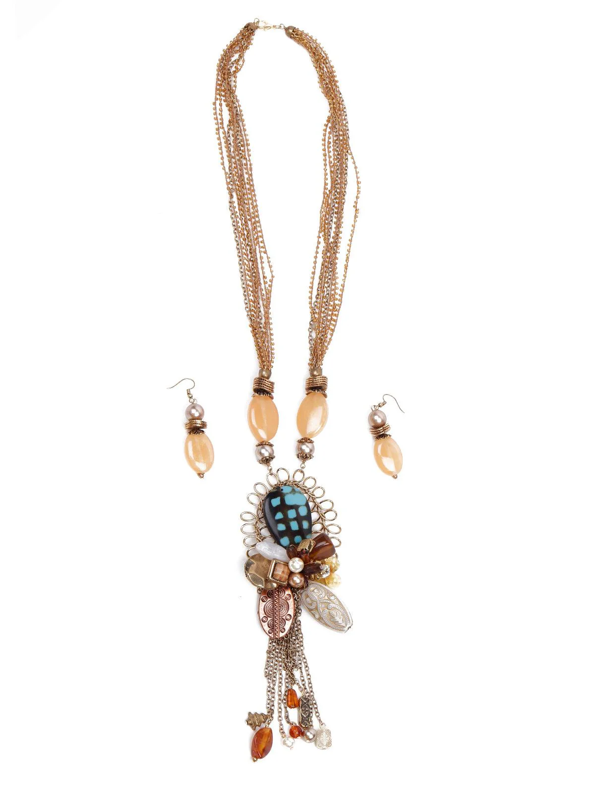 Odette Women Brown Metal Necklace Set - Image 3