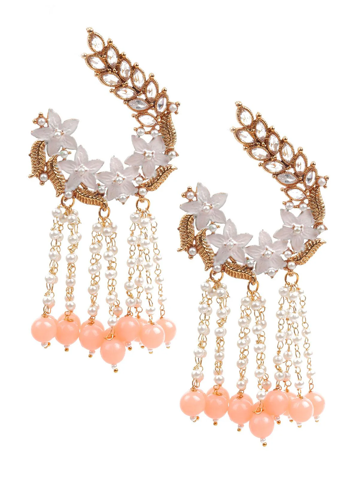 Odette Women Stylish Peach Dangle Earrings
