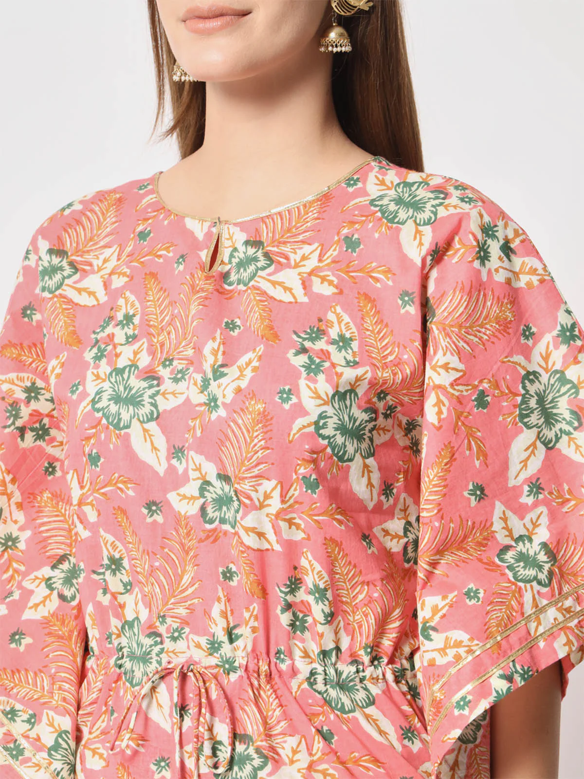 Odette Women Stylish Pink Cotton Printed Stitched Kurta Set - Image 6