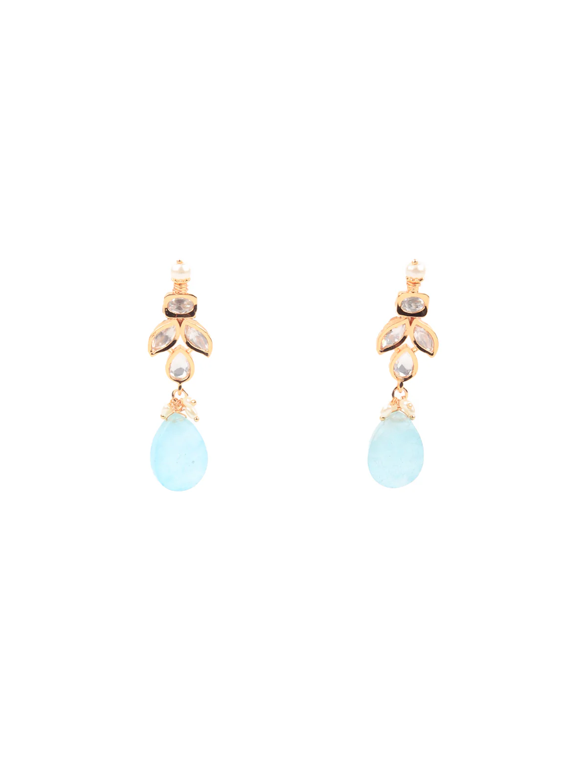 Odette Women Stylish Sea Green Kundan Choker Necklace Set - Image 6