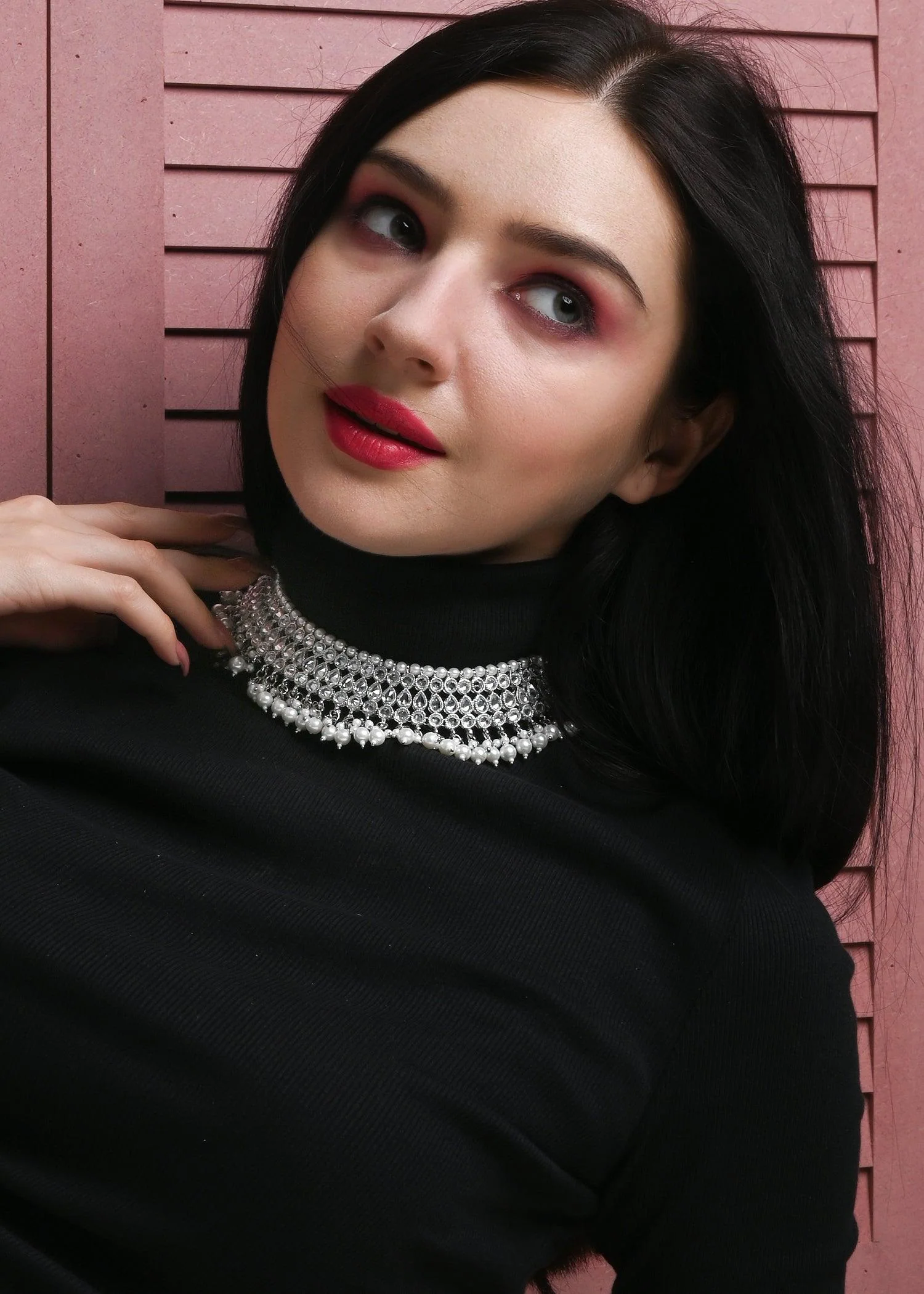 Odette Women Stylish Silver Choker Set