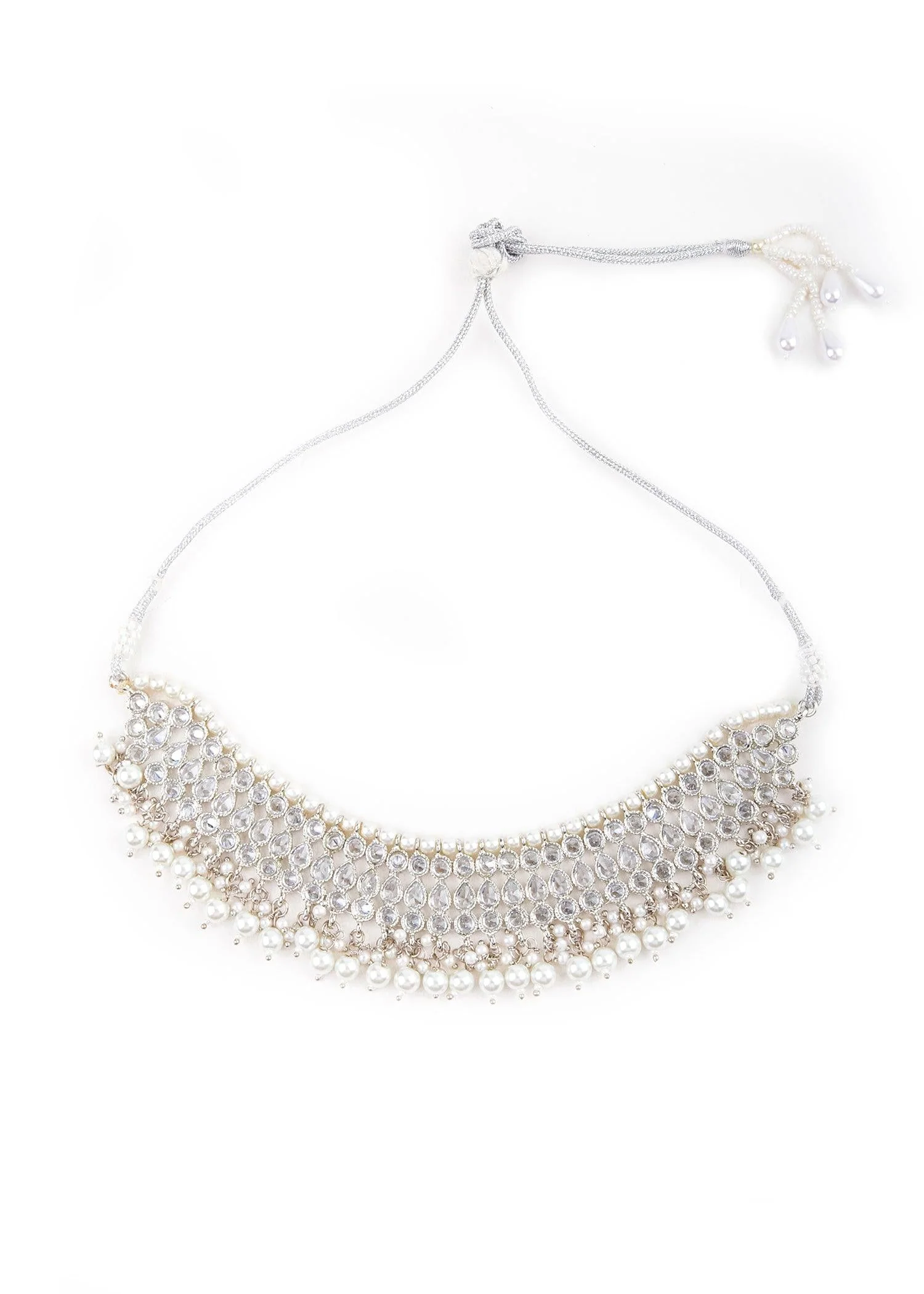 Odette Women Stylish Silver Choker Set - Image 4