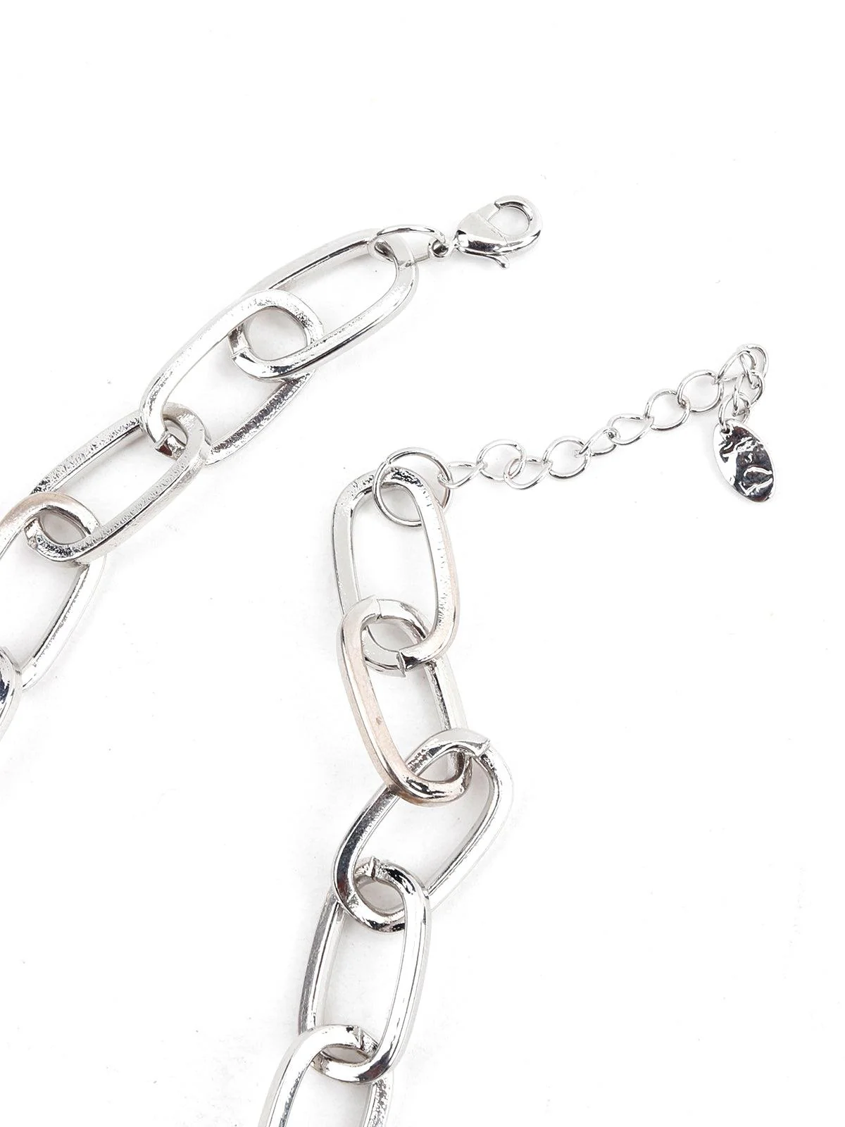 Odette Women Stylish Silver Necklace With Grey Rhine Stone Dropping - Image 6