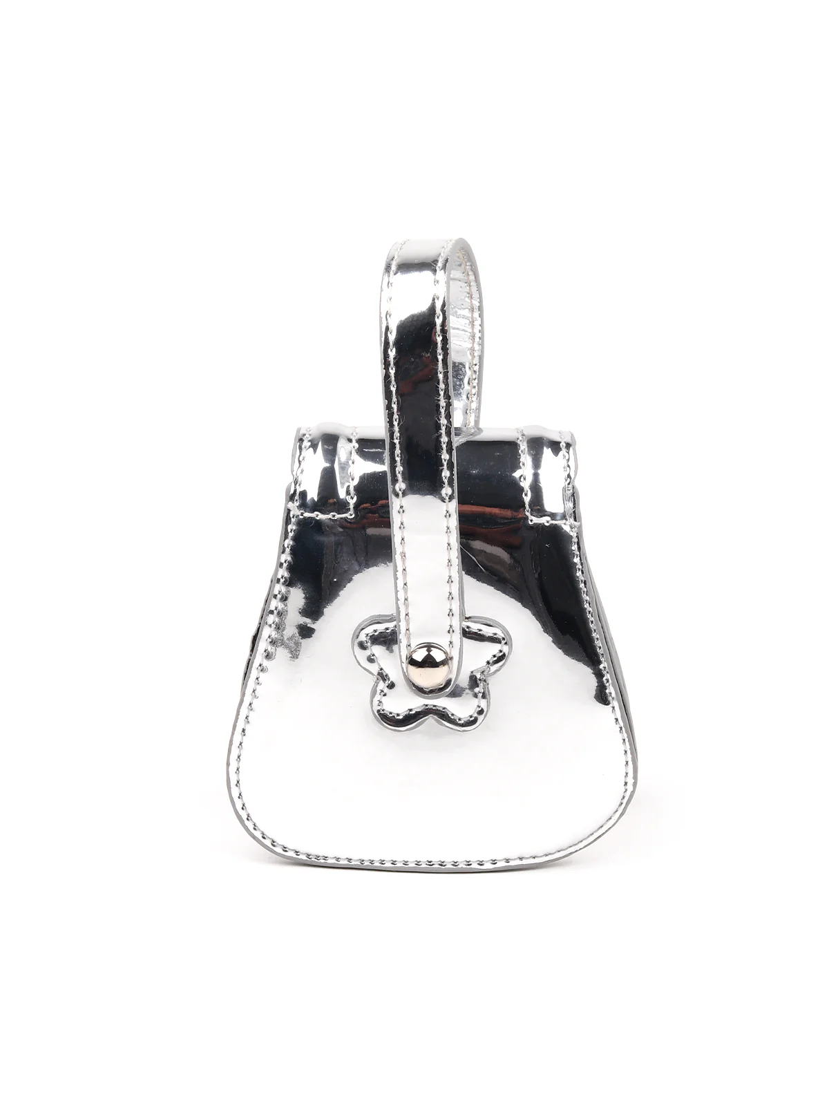 Odette Women Stylish Silver Pouch With Belt - Image 4