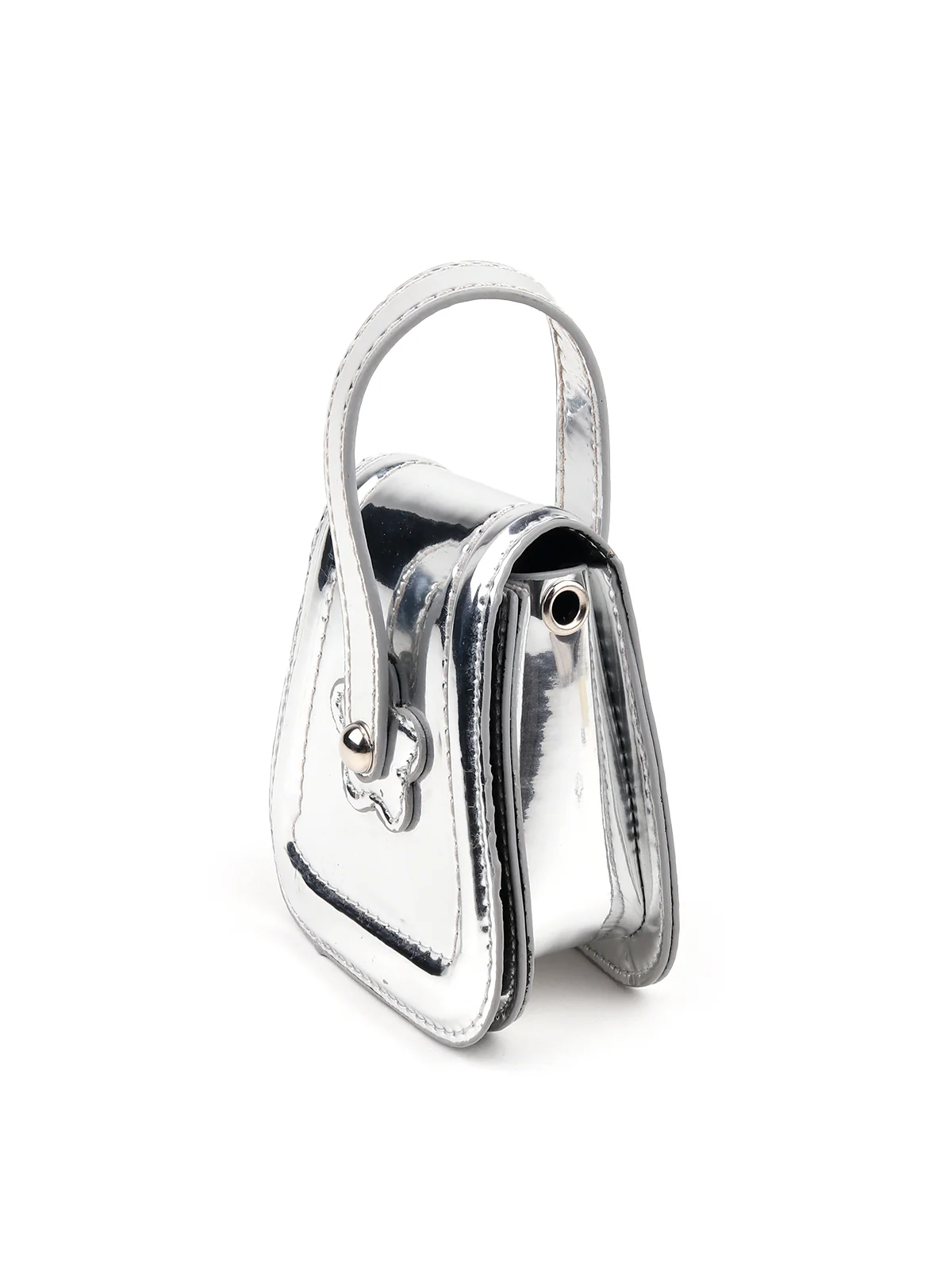 Odette Women Stylish Silver Pouch With Belt - Image 5