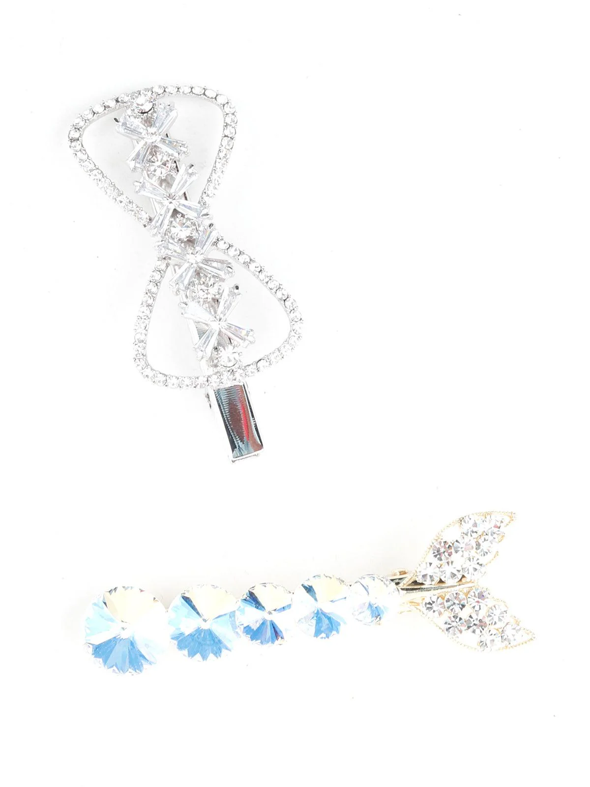 Odette Women Ziva White Crystal Hairclips - Image 3