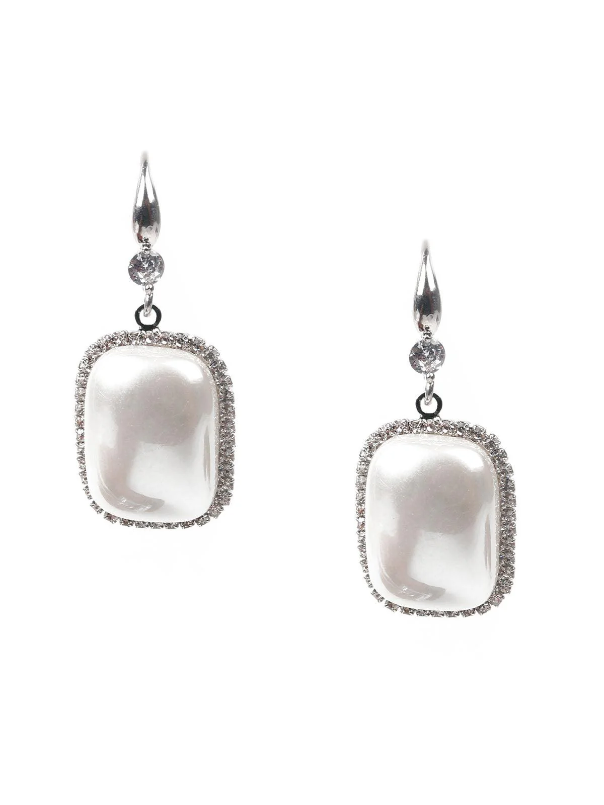 Odette Women Stylish White Dangle Earrings