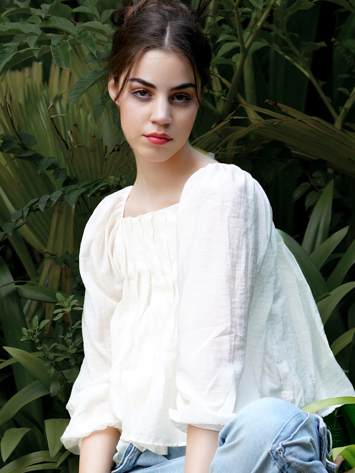 Odette Women Stylish White Solid Cotton Stitched Top - Image 3