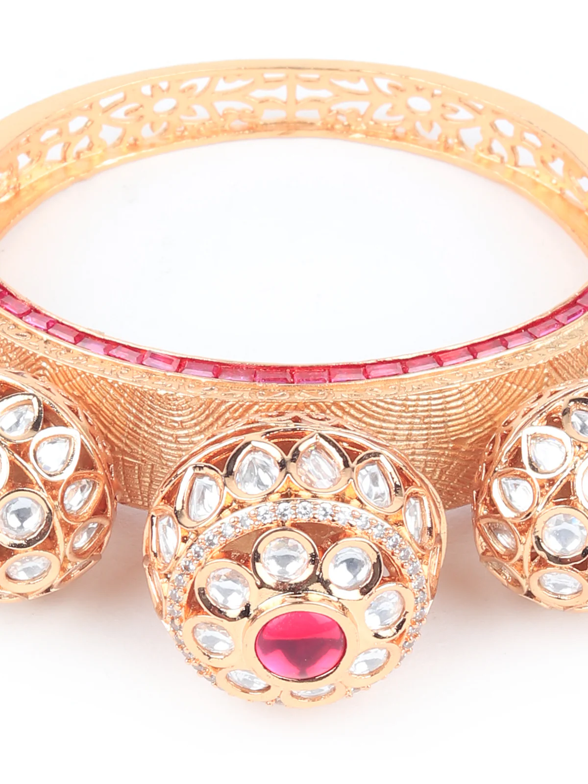 Odette Women Stylish White Stone Studded Gold Bracelet - Image 5